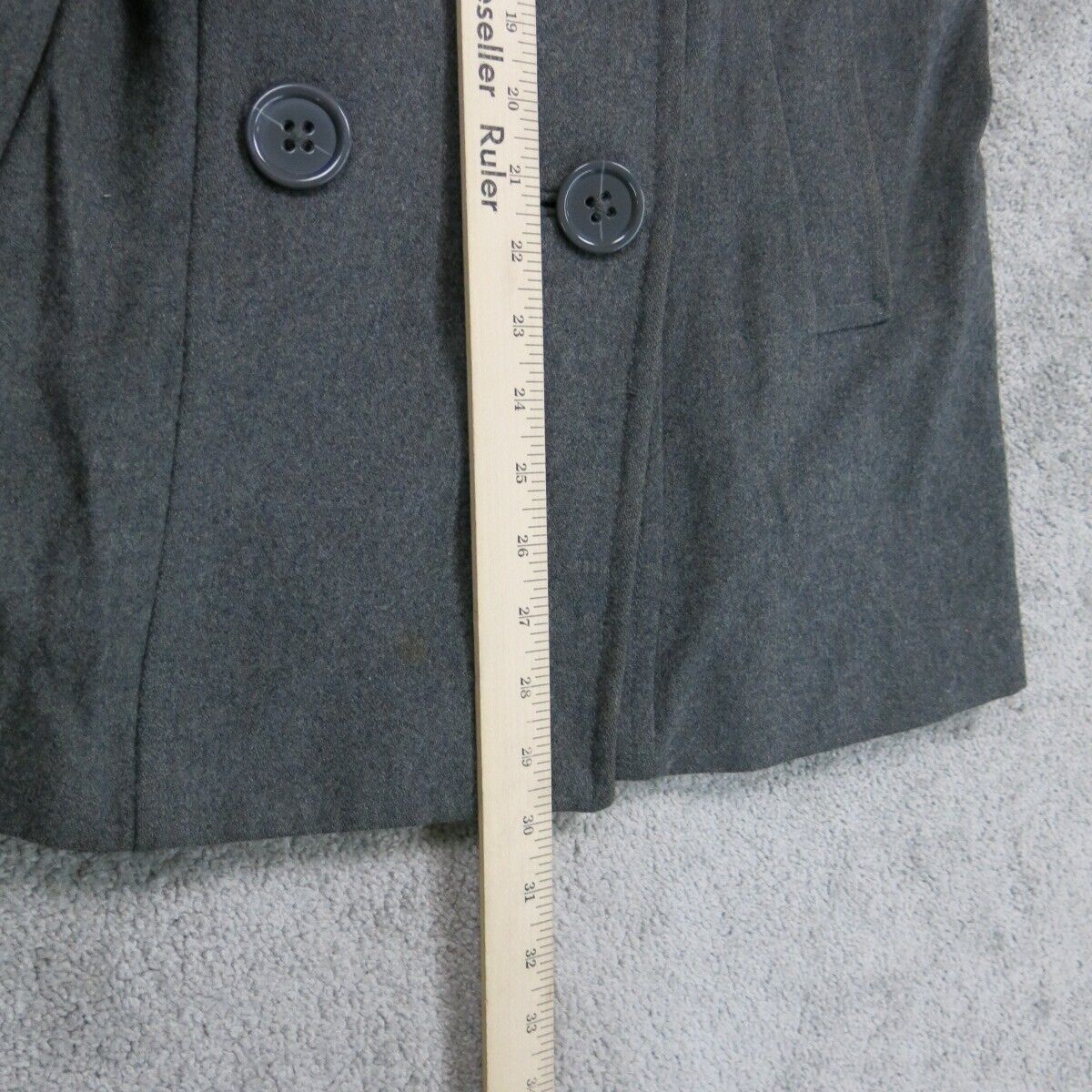 H&M Womens Pea Coat Jacket Tie Waist Long Sleeves Pockets Black Size US 16