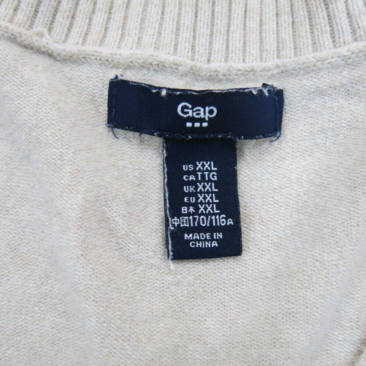Gap Womens Pullover Sweater Knitted V Neck Long Sleeve Ivory Size XXL