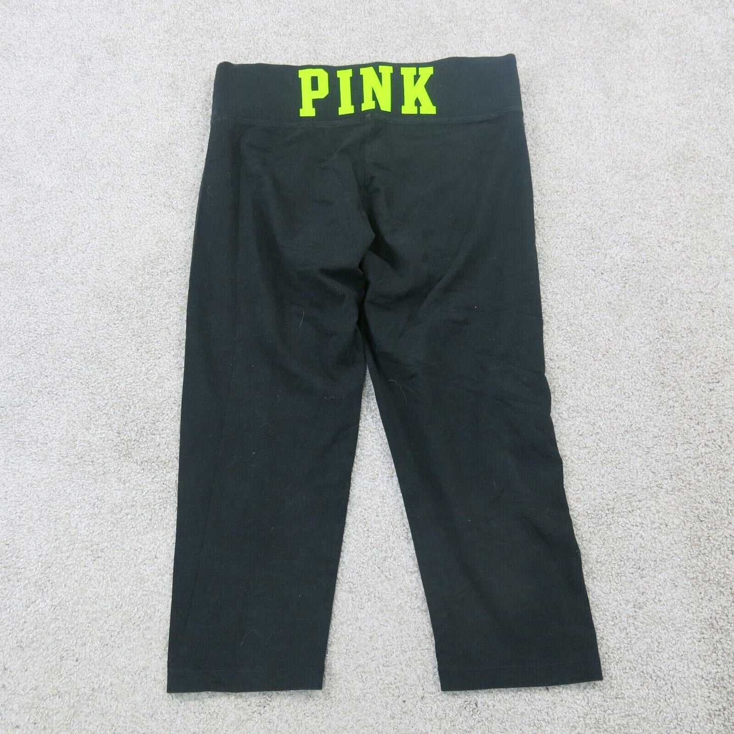 Pink Victoria Secret Womens Capri Yoga Legging Pants High Elastic Wait Black S/P
