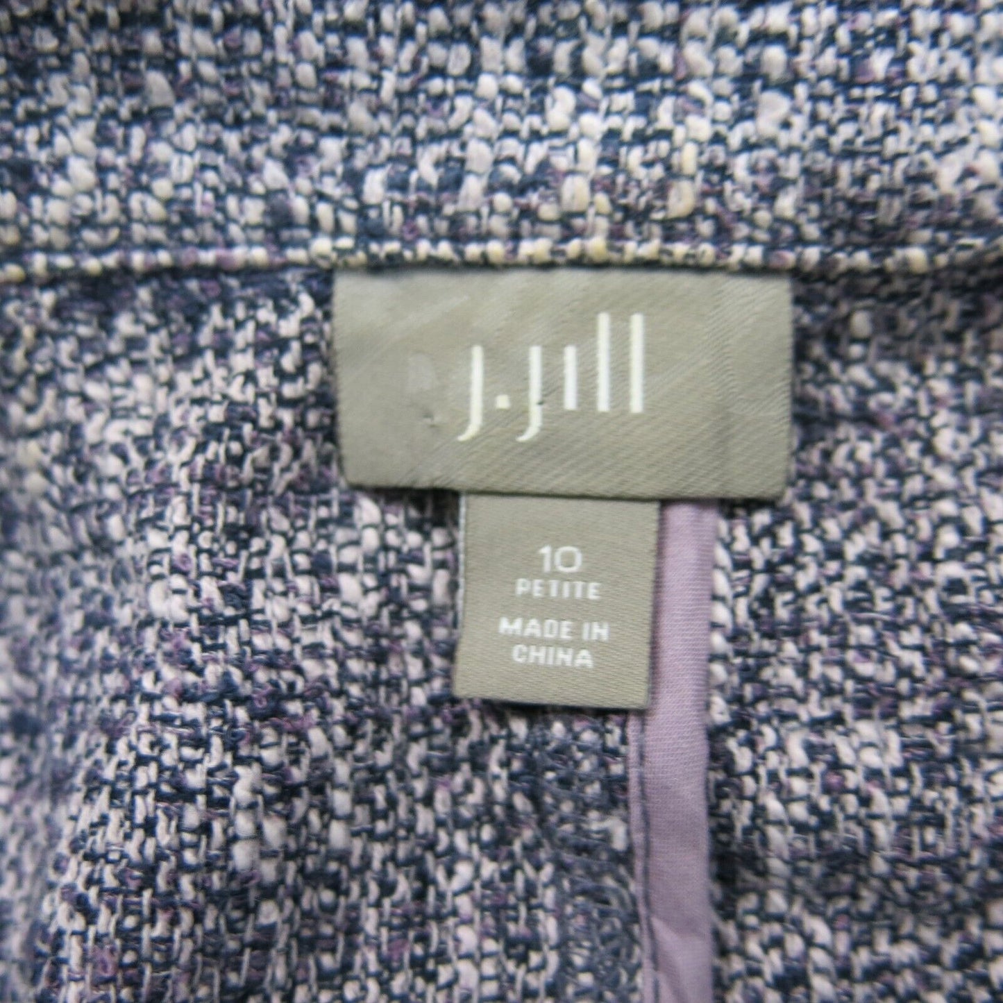 J. Jill Womens Tweed Blazer Coat Single Breasted Long Sleeve Gray Purple Size 10