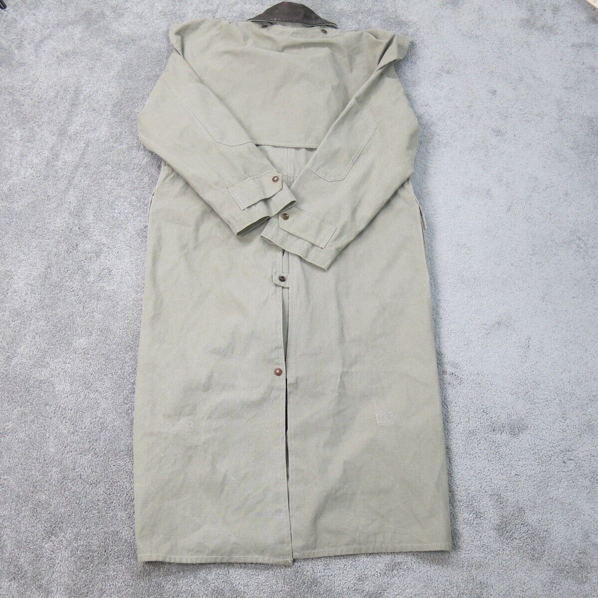 Vintage Mens Long Overcoat Single Breasted Long Sleeves Cotton Beige Size SM