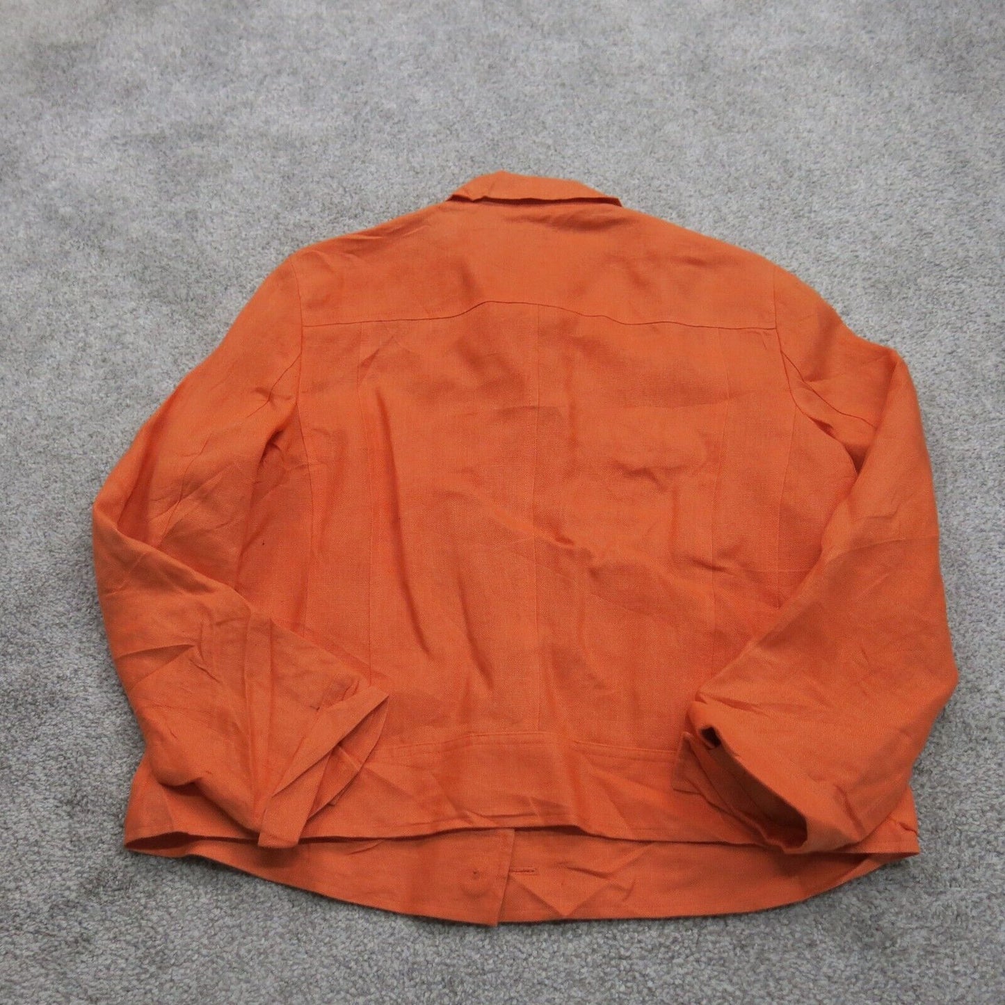 Talbots Women Shirt Jacket Front Button Long Sleeves Collard Neck Orange Size 12