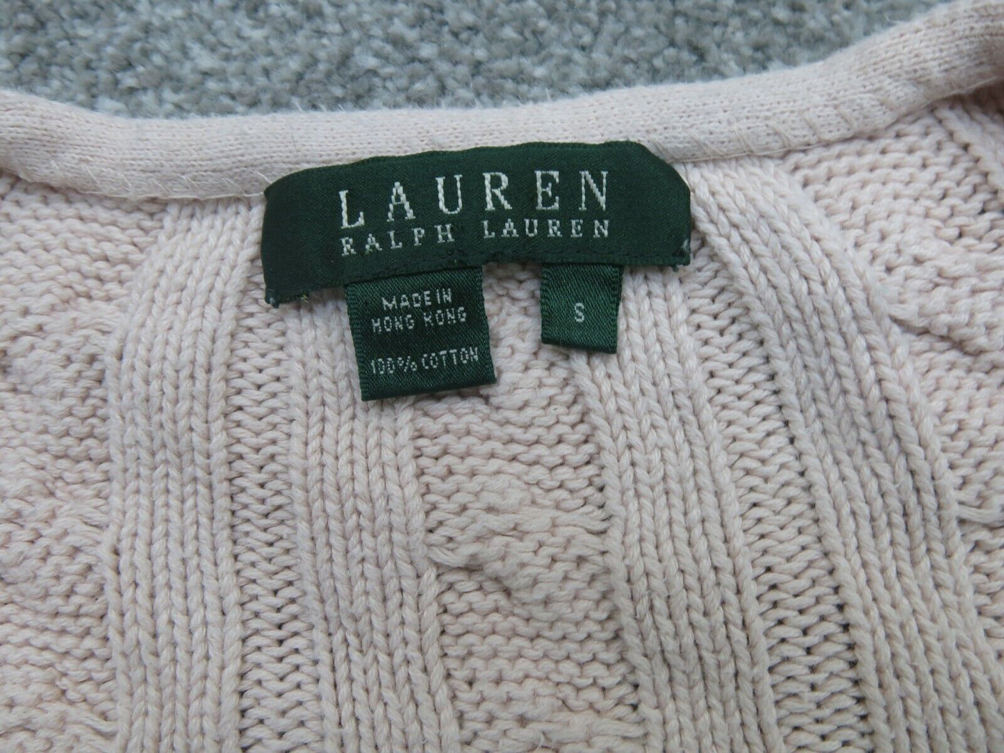 Ralph Lauren Womens Pullover Sweater Knitted V Neck Long Sleeve Cotton Pink SZ S
