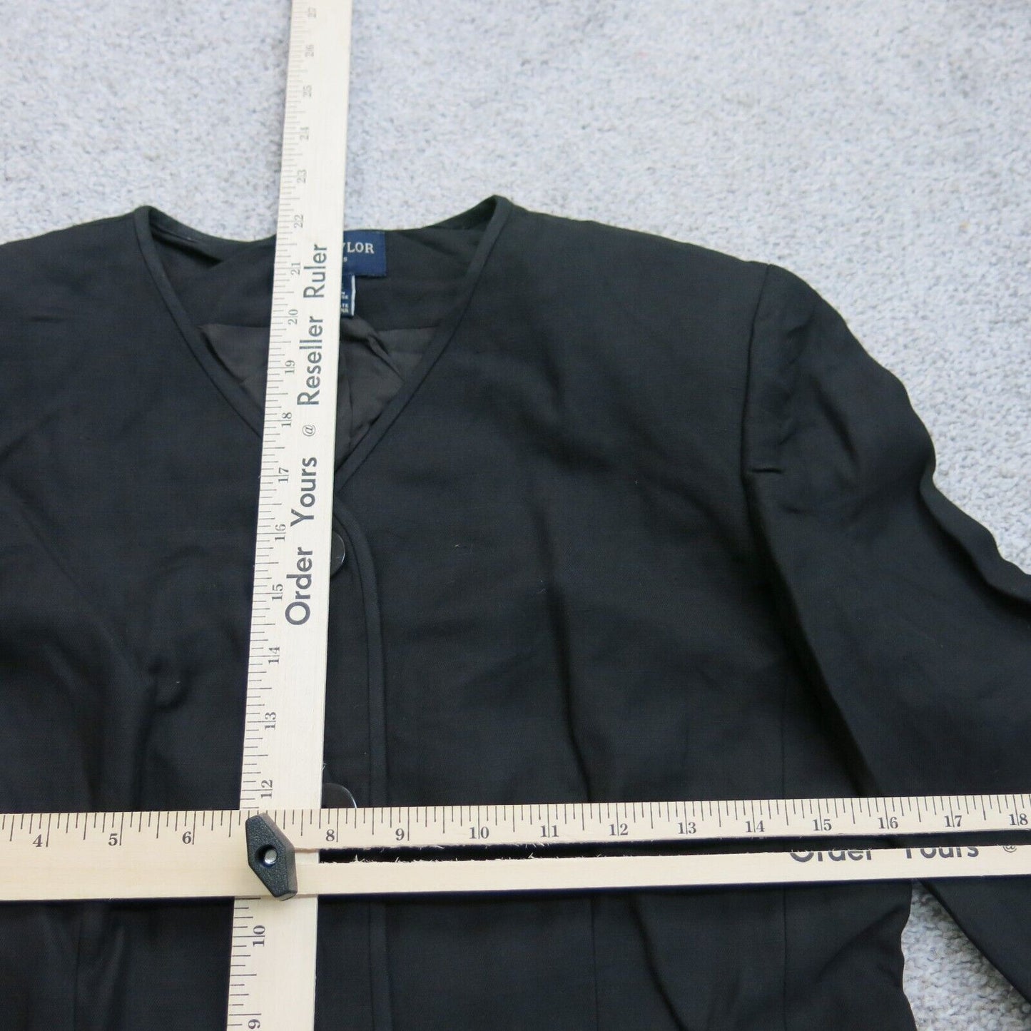 ANN Taylor Women Scrub Jacket Single Breasted Long Sleeve Black Size 6 Petite