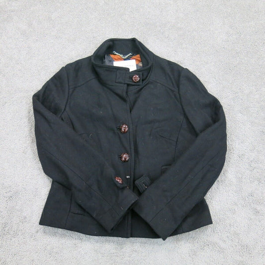 Banana Republic Womens Pea Coat Jacket Single Breasted Long Sleeves Black Small