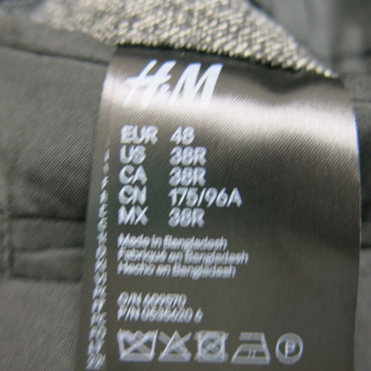 H&M Mens Blazer Coat Single Breasted Long Sleeves Pockets Black Size 38R