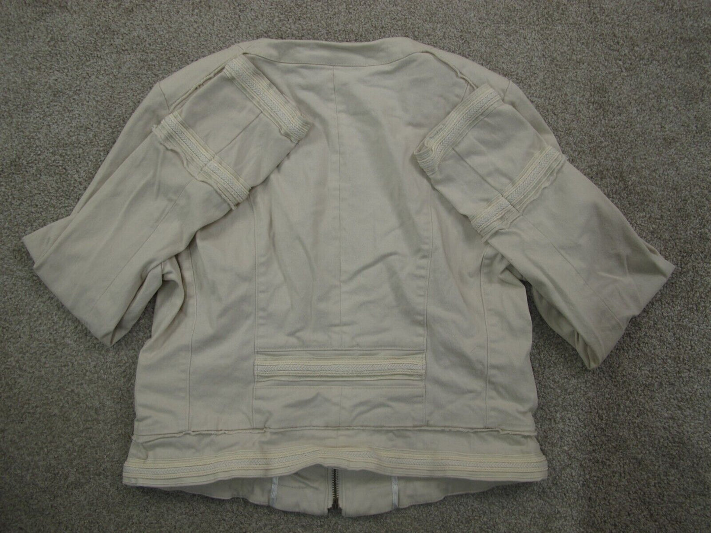 White House Black Market Womens Shirt Jacket Full Zip Up Pockets Ivory Size 8