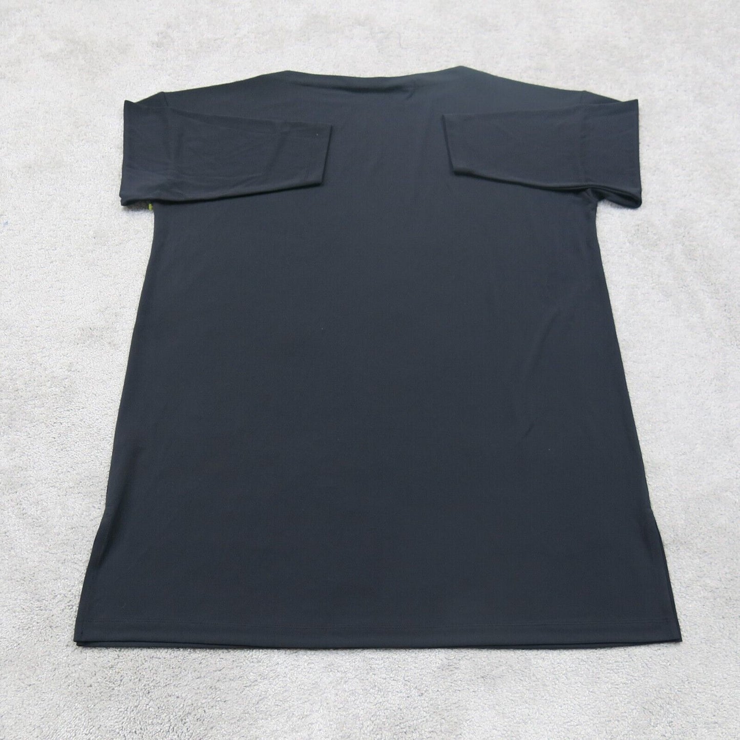Lands End Womens Tee Shirt Top 3/4 Sleeves Round Neck Solid Black Size Large