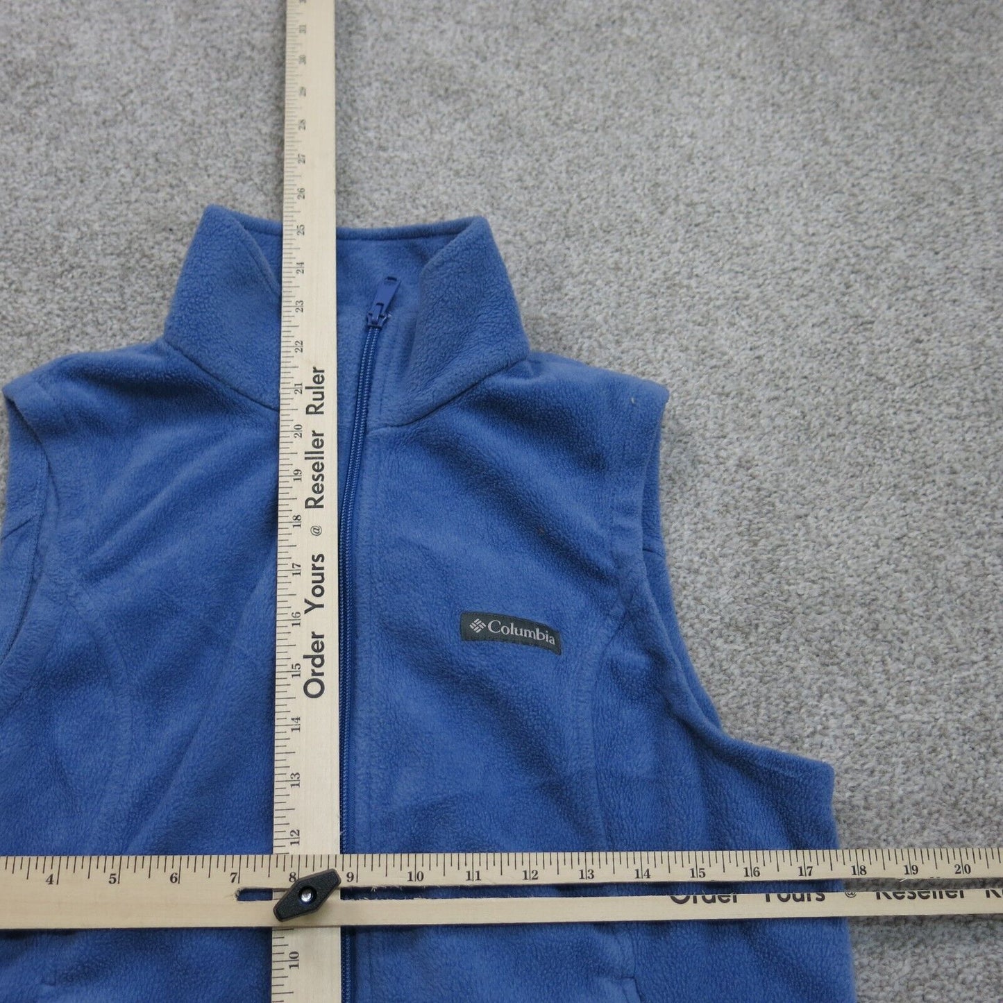 Columbia Women Fleece Vest Jacket Full Zip Up Sleeveless Mock Neck Blue Size M/P