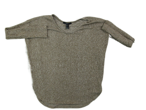 Forever 21 Womens Knitted Sweater Long Sleeves V Neck Khaki Size Small