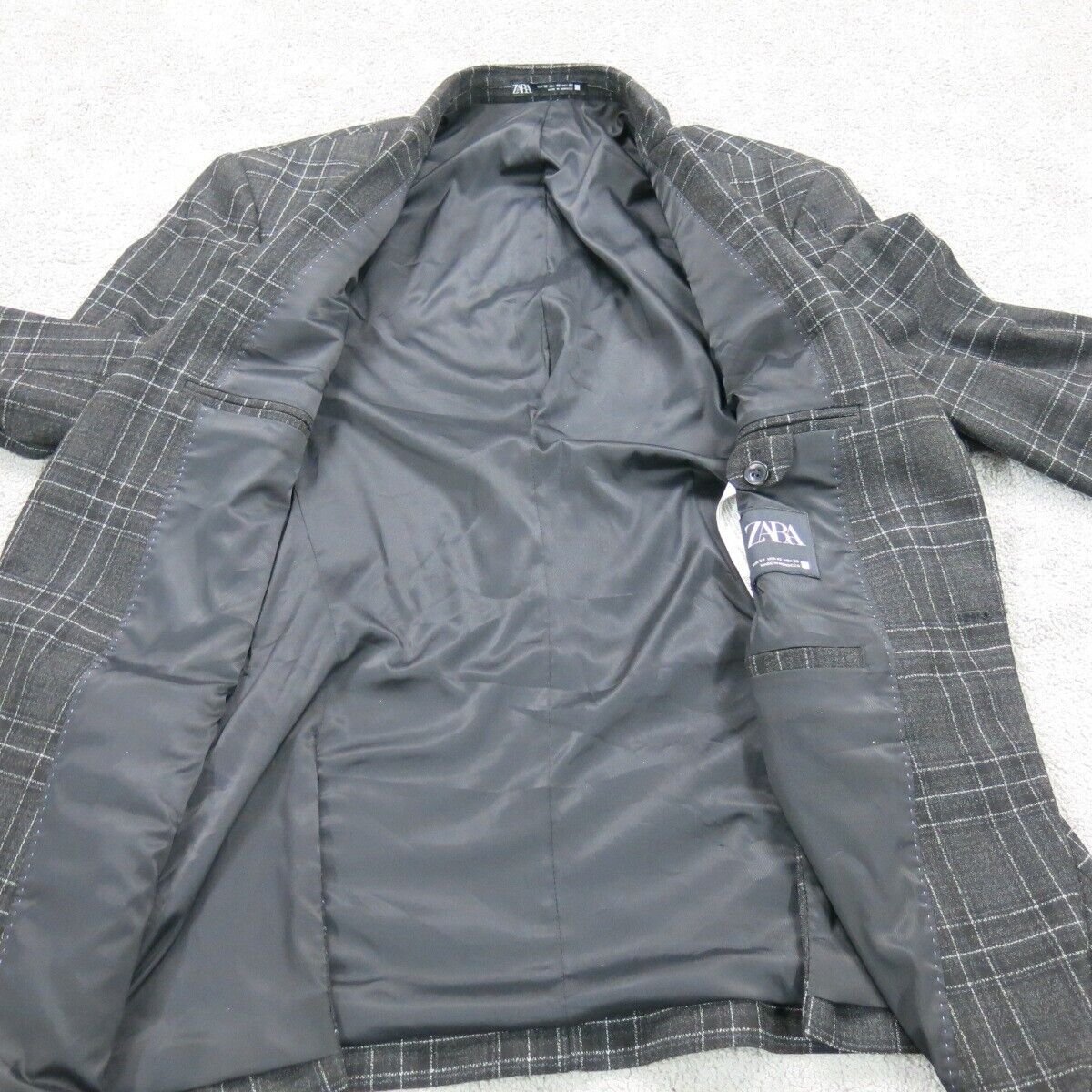 Zara Womens Blazer Coat Jacket Single Breasted Long Sleeves Black Size 42