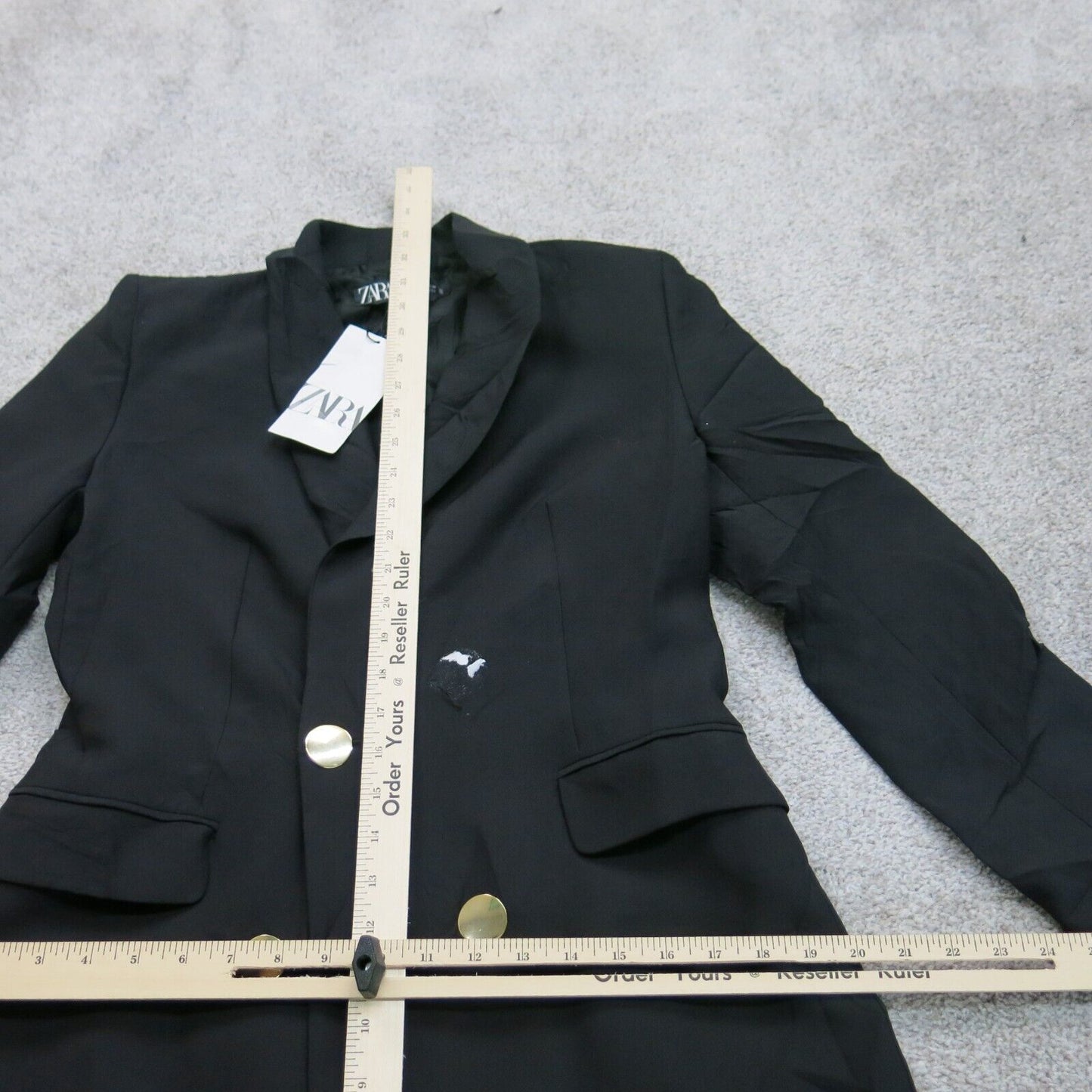 NWT Zara Womens Overcoat Long Sleeves Front Button Pockets Black Size Medium