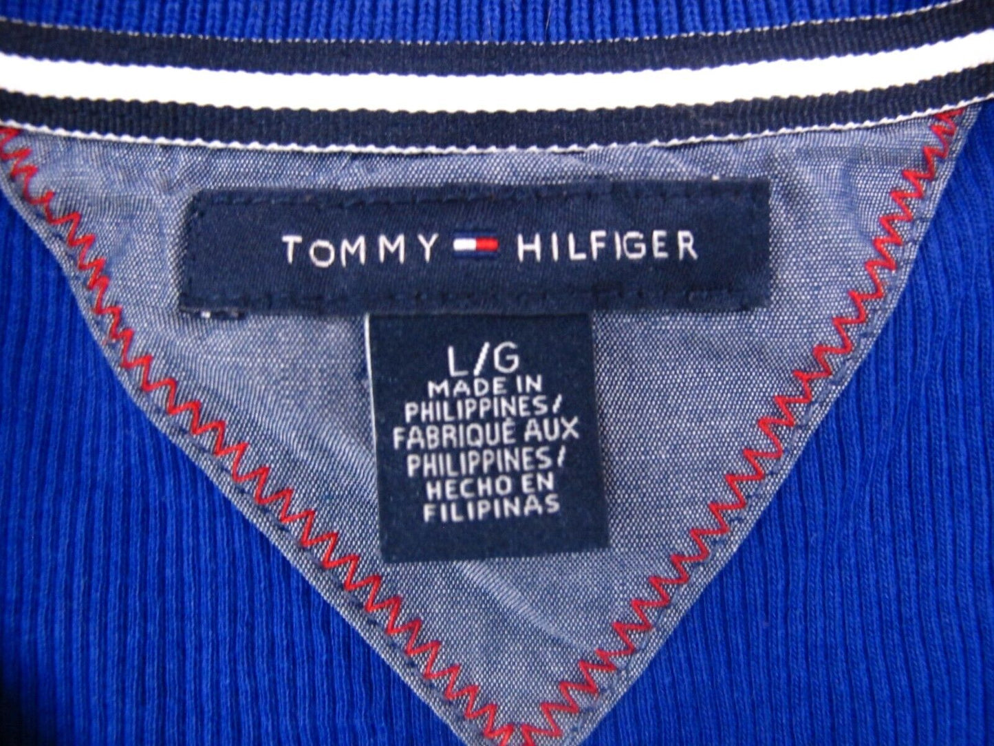 Tommy Hilfiger Womens Polo Shirt Top 100% Cotton Long Sleeves Blue Size Large