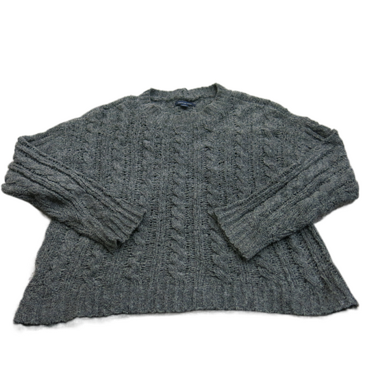 American Eagle Womens Cable Knit Sweater Crew Neck Long Sleeves Black SZ Medium
