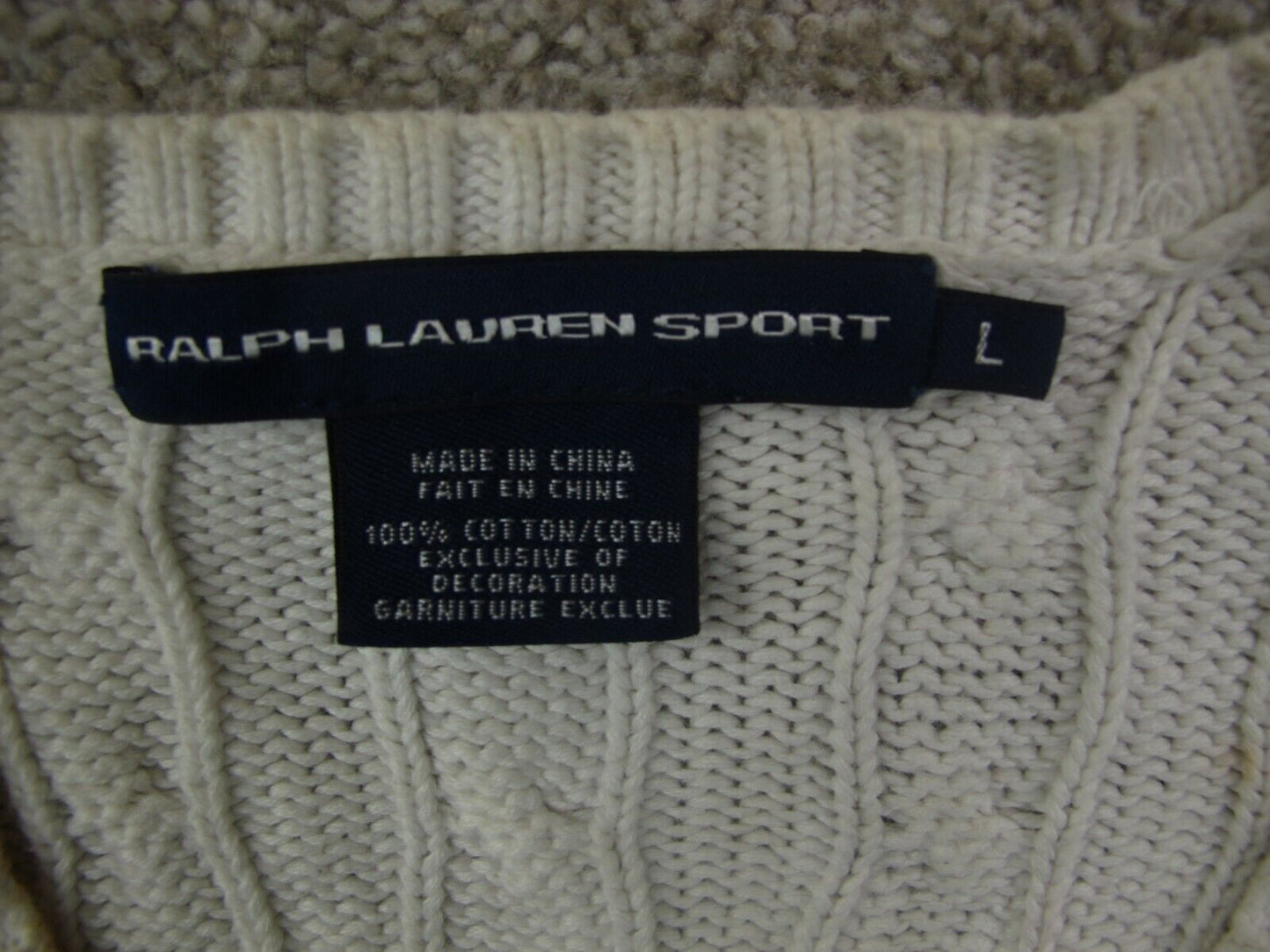Ralph Lauren Womens Pullover Knitted Sweater Long Sleeves White Size Large