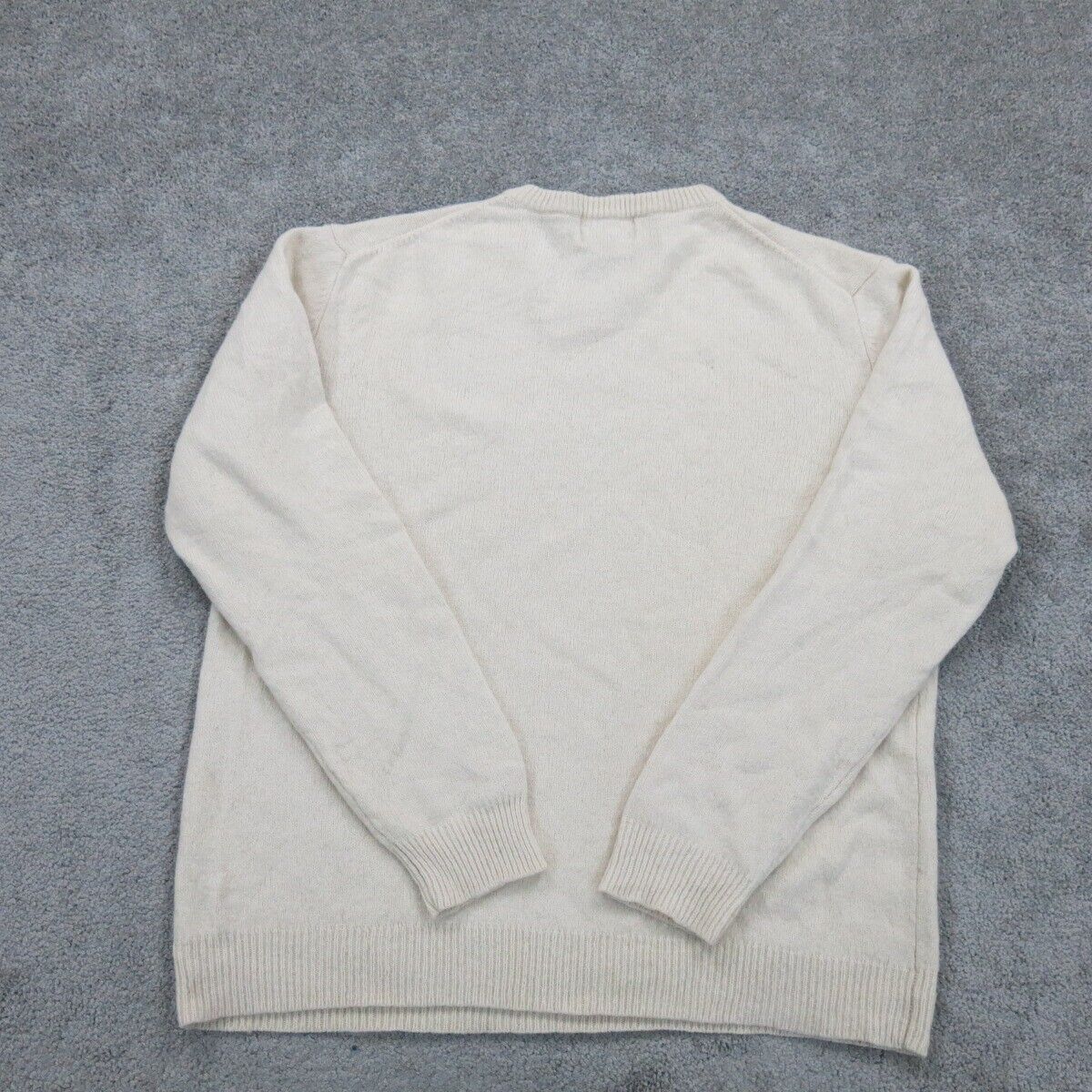 American Eagle Mens Pullover Sweater V-Neck Long Sleeve Ivory Size Medium