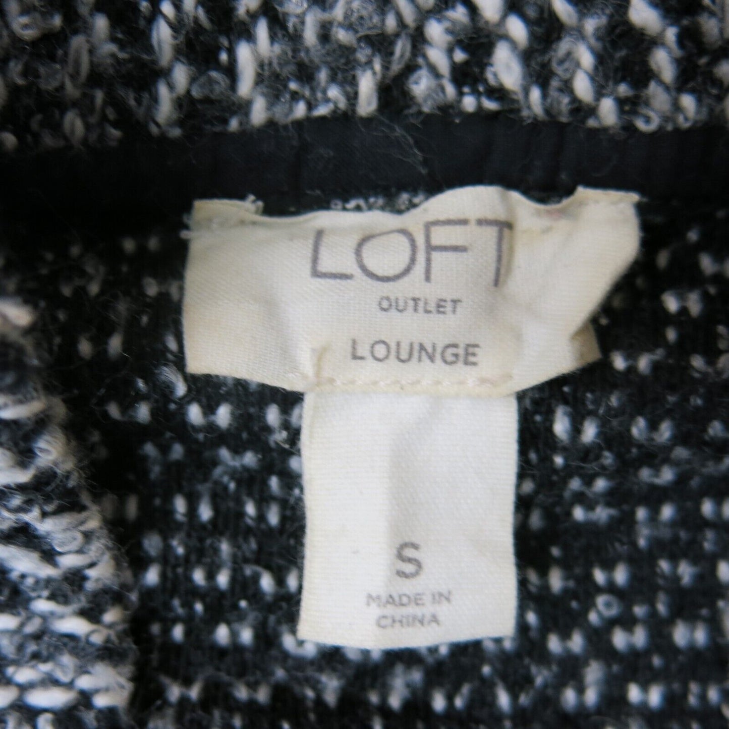 Loft Womens Cardigan Sweater Lounge Open Front Long Sleeves Black Gray SZ Small