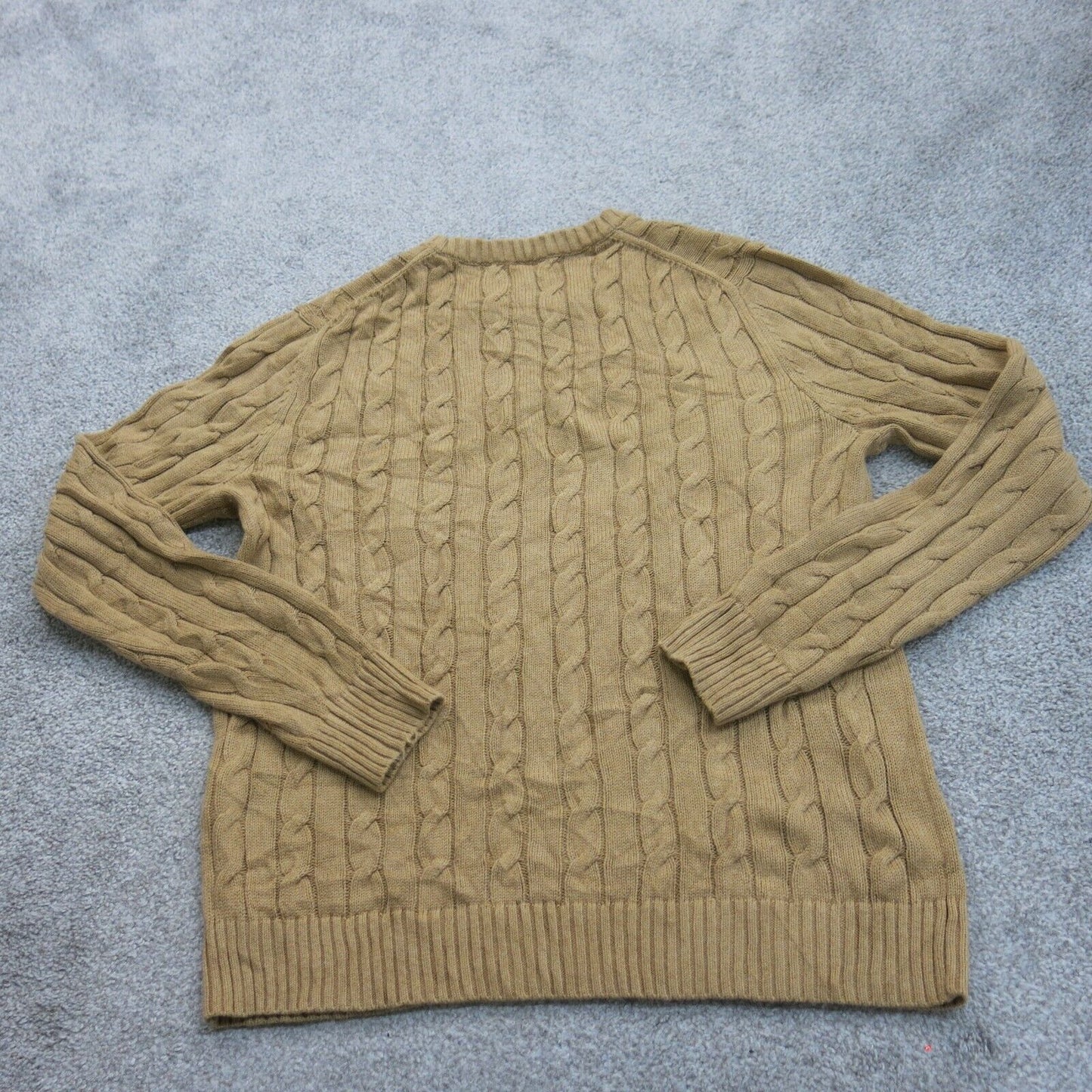 Lands End Womens Pullover Sweater Drifter Crew Neck Long Sleeves Tan Size Medium