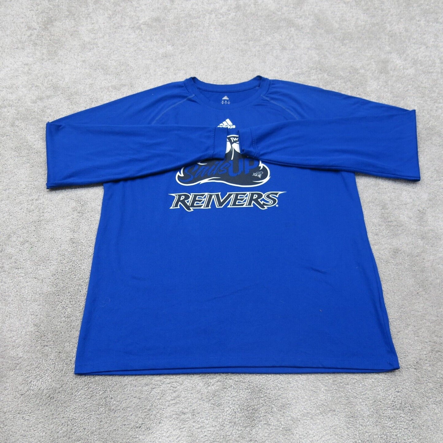 Adidas Mens Sweatshirt Crew Neck Long Sleeves Climalite Reivers Blue Size Large