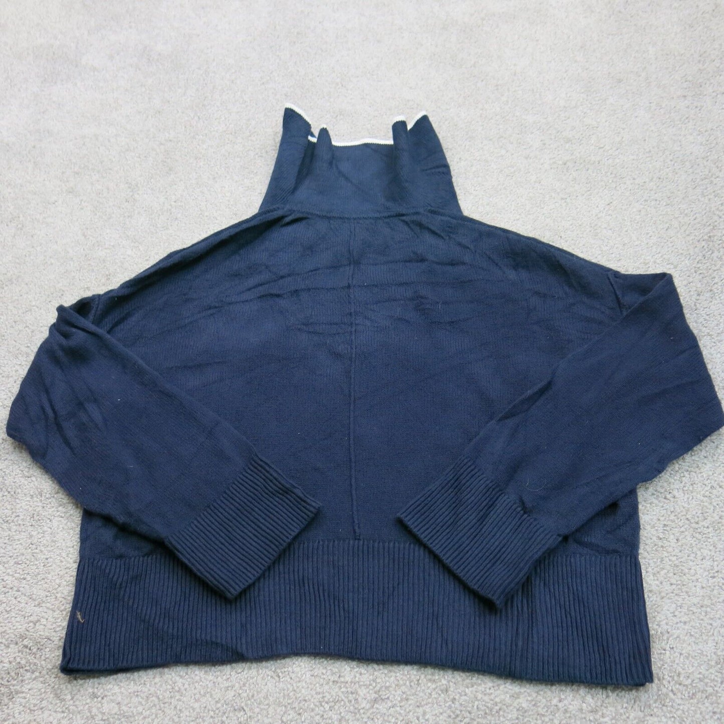 Banana Republic Womens Sweater Knitted Long Sleeve High V Neck Cotton Blue SZ S