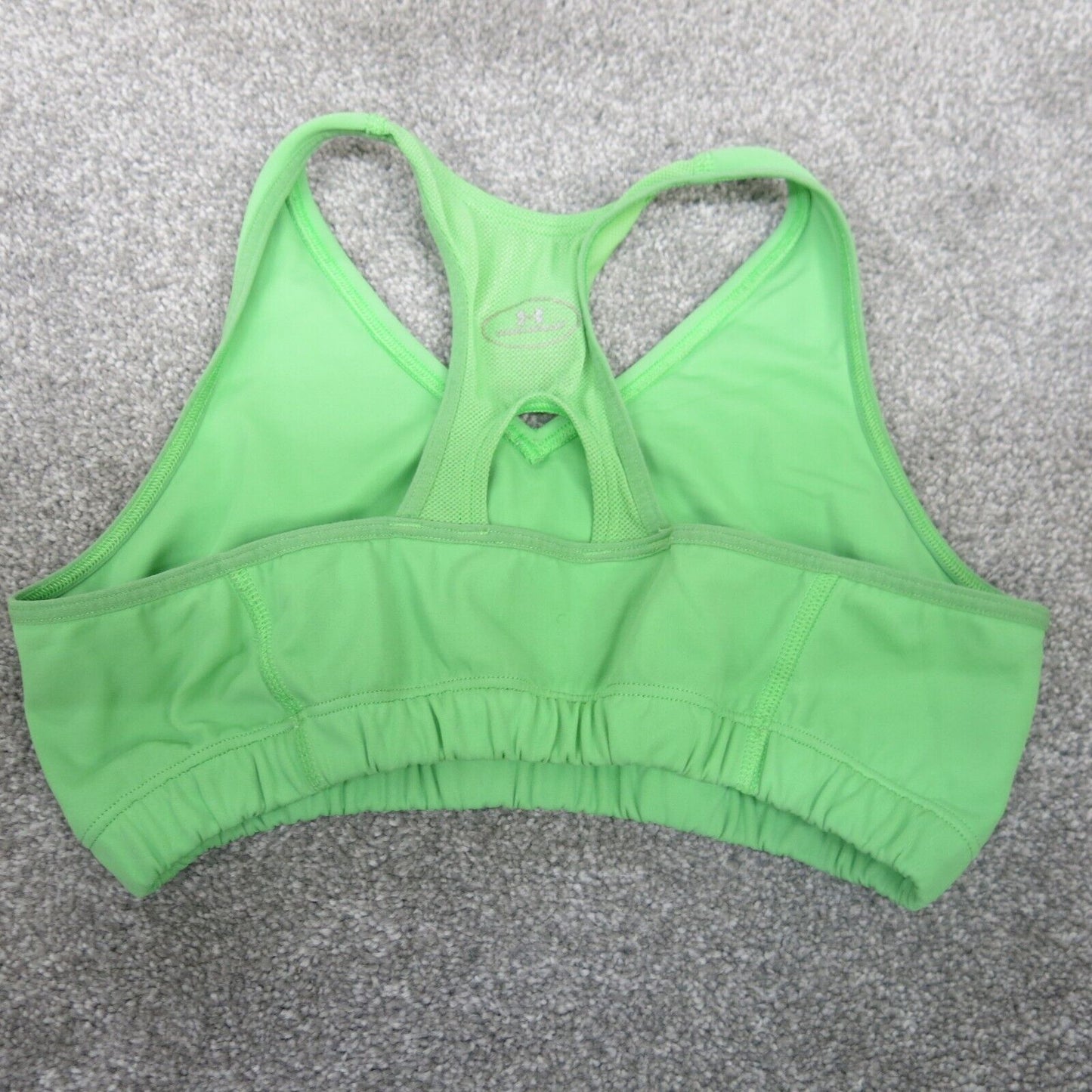 Under Armour Sports Bra Girls Size M Green Solid Activewear Bra Racerback Logo