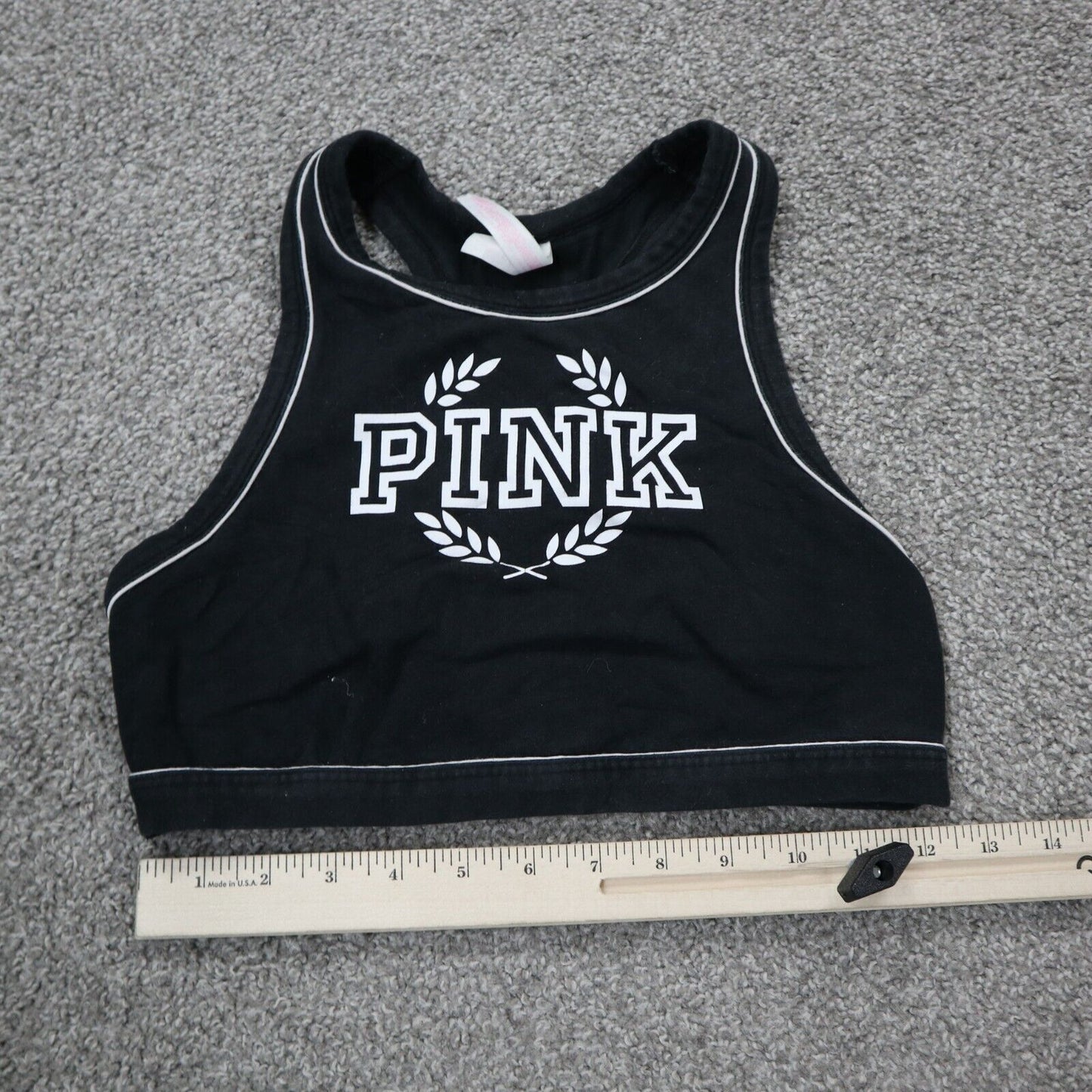 Pink Victoria Secret Women Activewear Sports Bra 100% Cotton Black Size Medium