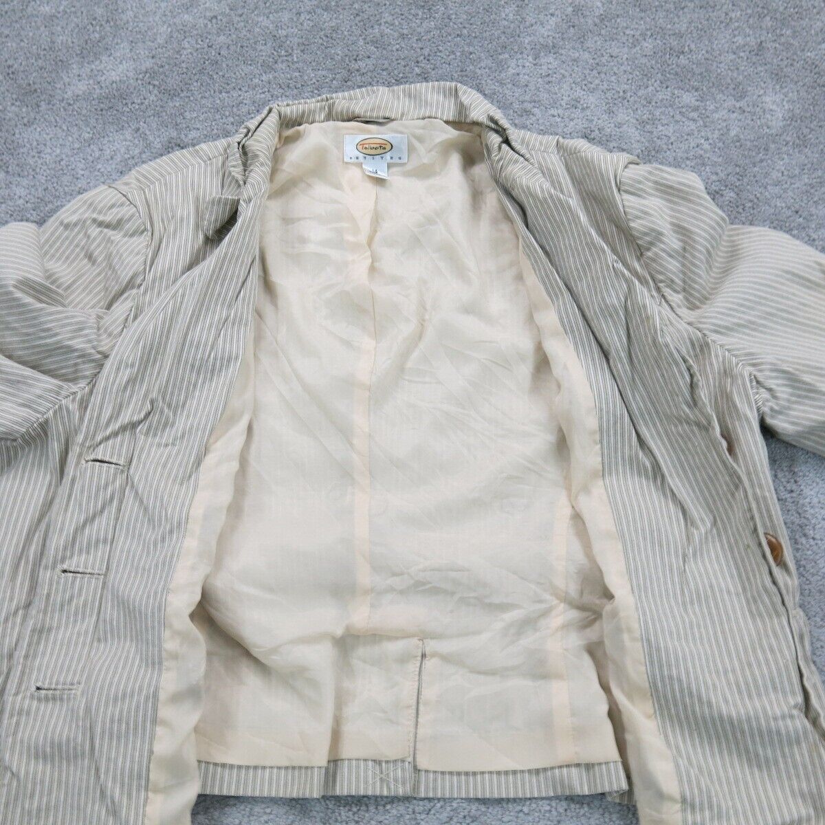 Talbots Womens Blazer Coat Jacket Single Breasted Long Sleeves Gray Size 14
