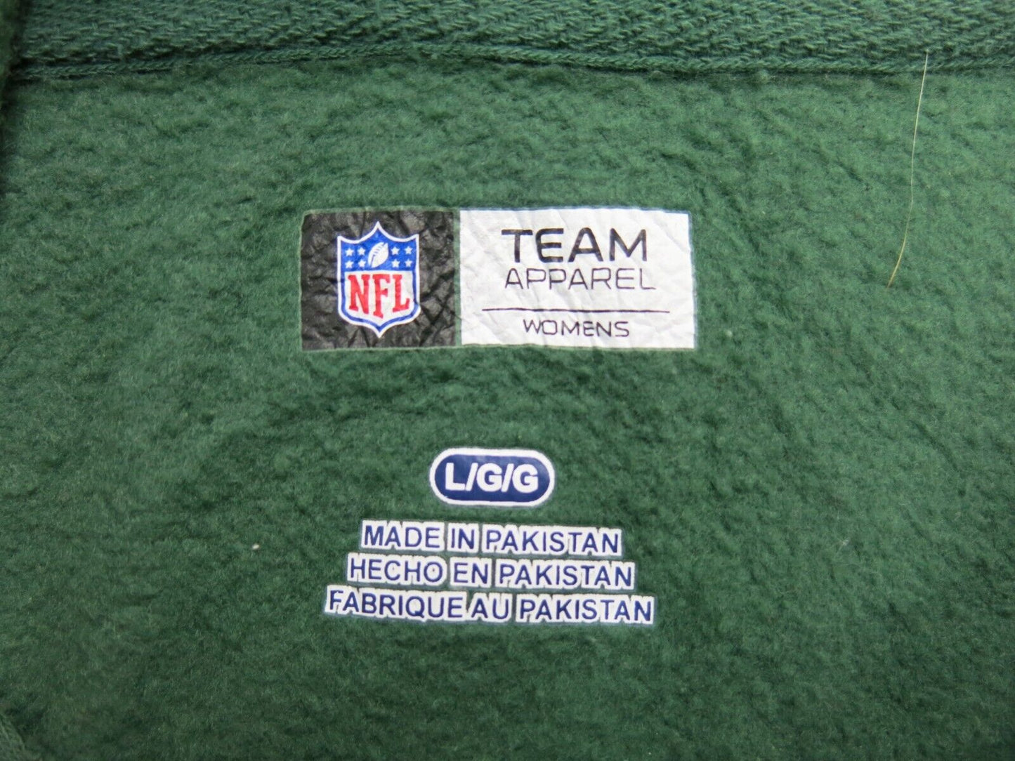 NFL Team Apparel Womens Hoodies Sweatshirts Long Sleeves Drawstring Green Size L