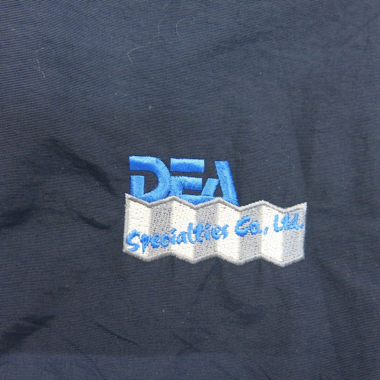 Lands End Womens Insulated Jacket Full Zip Up Mock Neck DEA Logo Dark Blue SZ XL