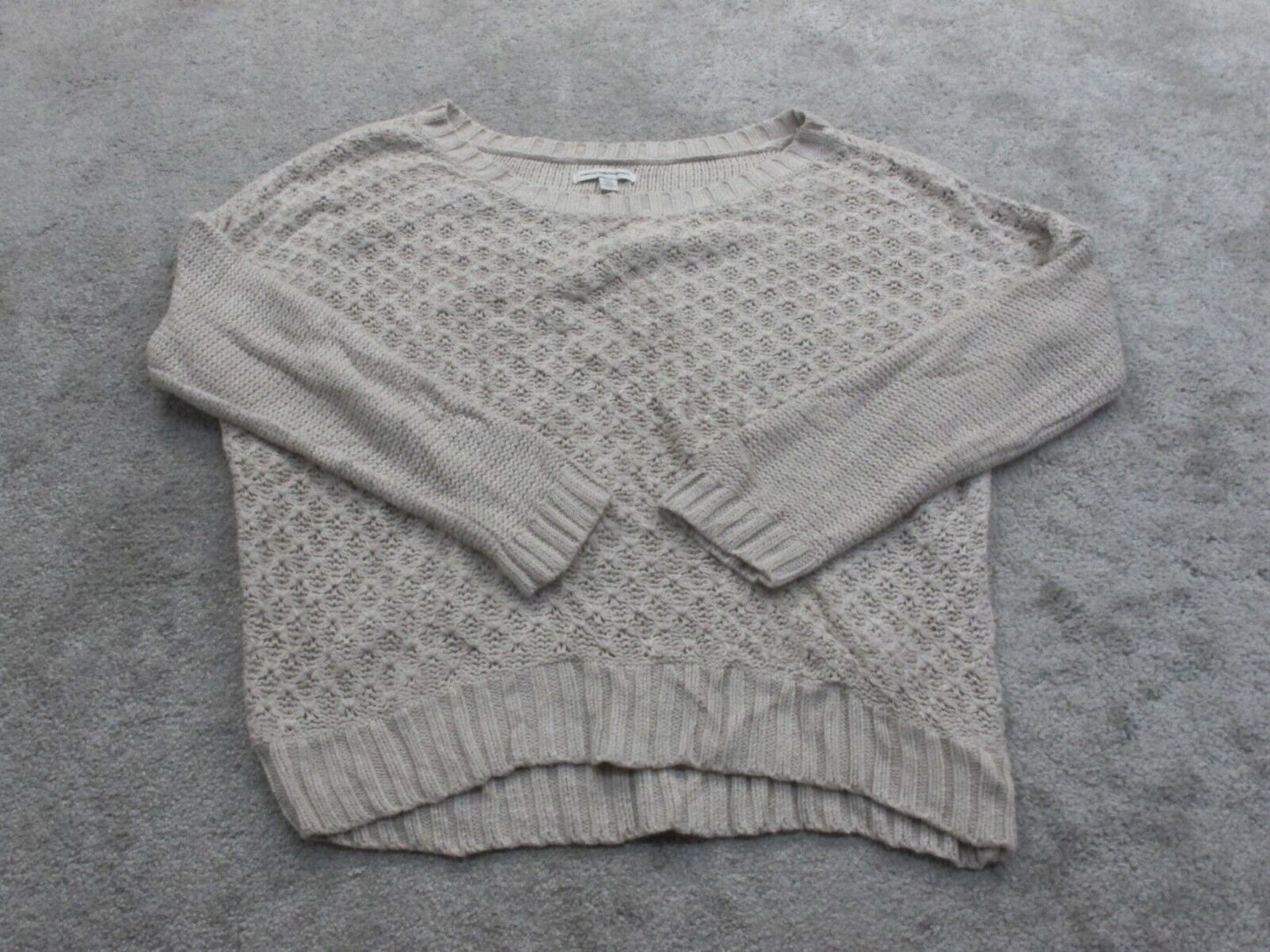 American Eagle Outfitter Womens Pullover Sweater Knitted Long Sleeves Beige SZ M