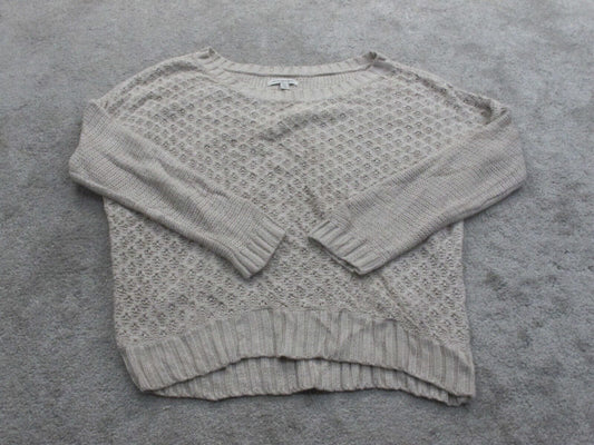 American Eagle Outfitter Womens Pullover Sweater Knitted Long Sleeves Beige SZ M