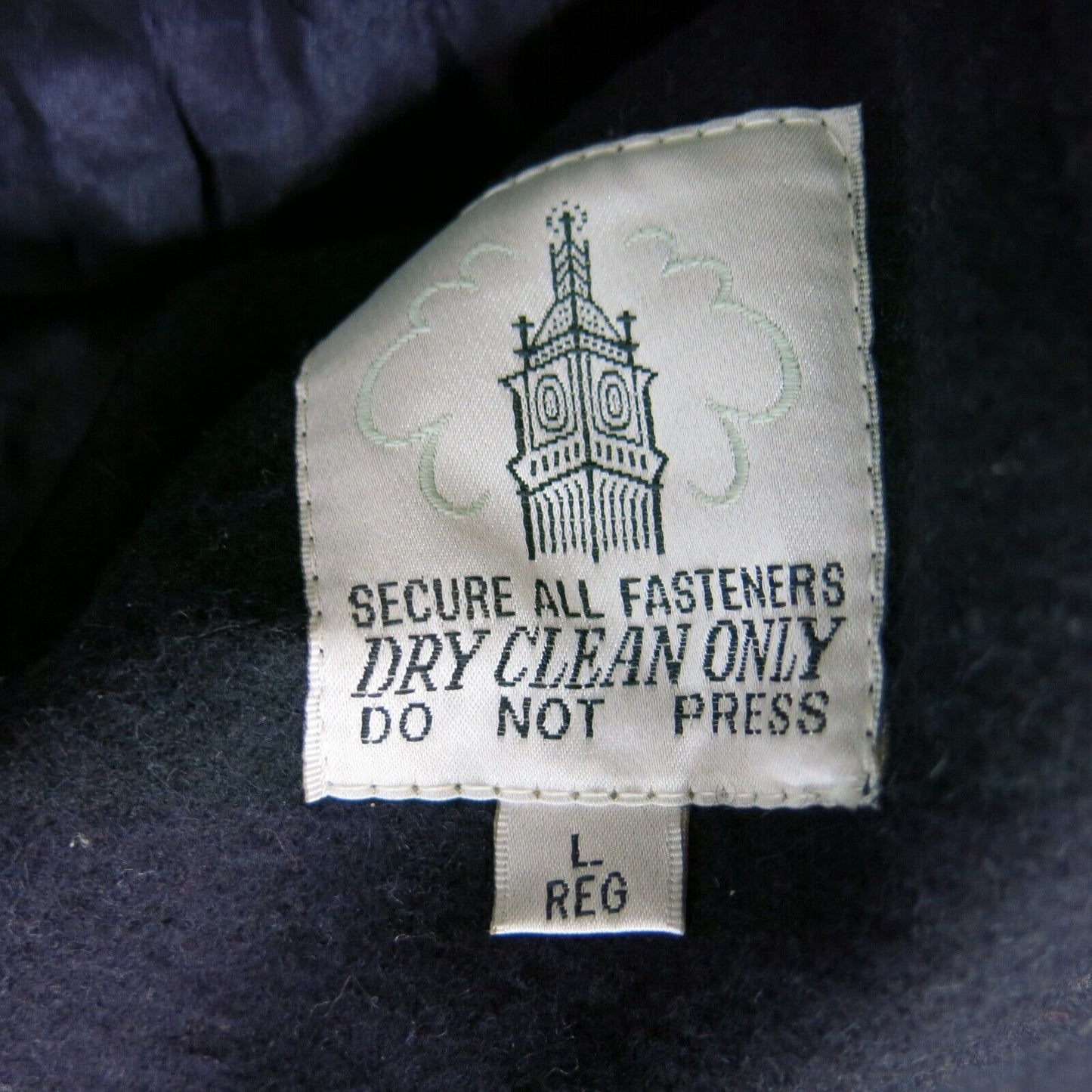 London Fog Mens Peacoat Double Breasted Pockets Solid Black Size Large