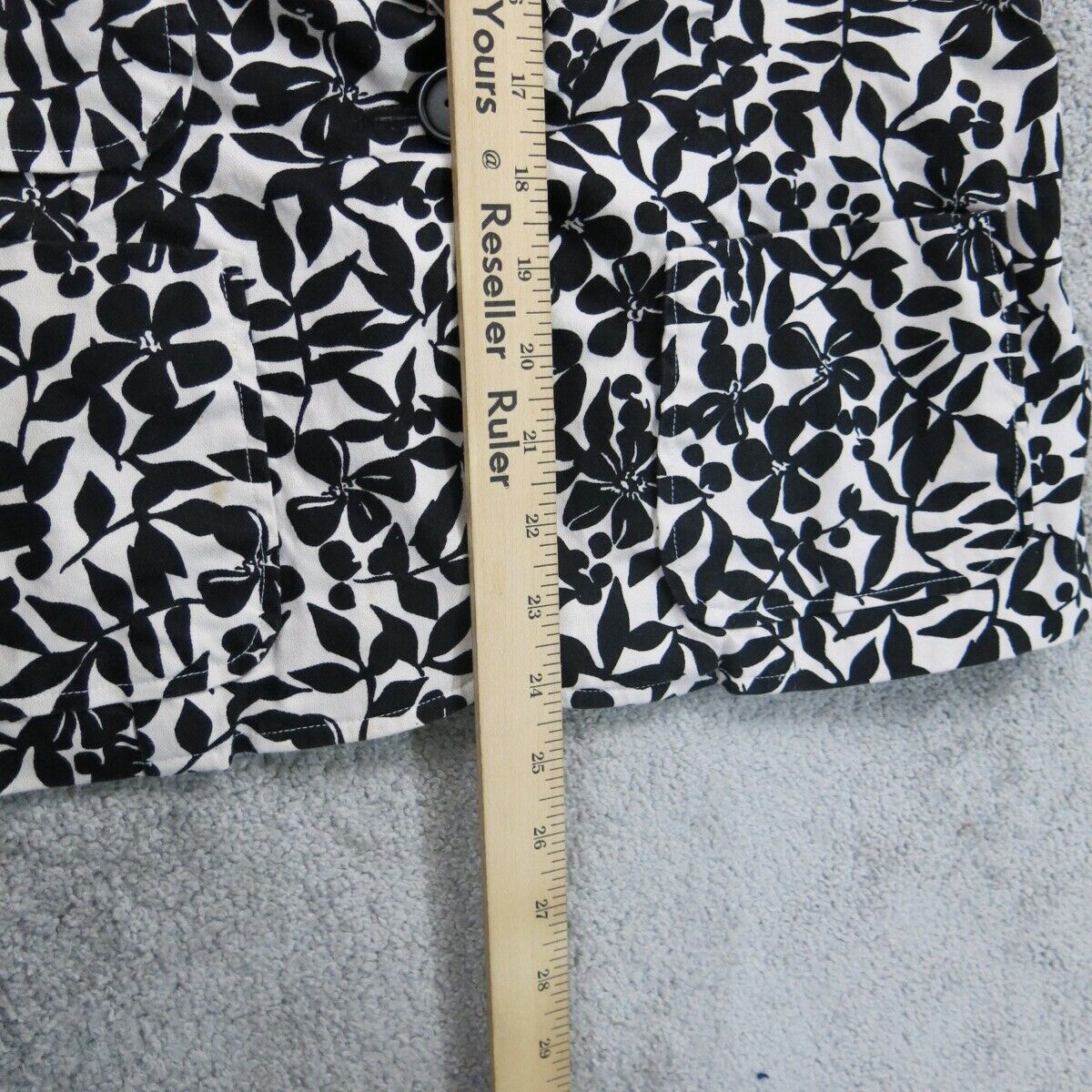 Mossimo Womens Floral Blazer Coat Single Breasted Long Sleeve Black White SZ L