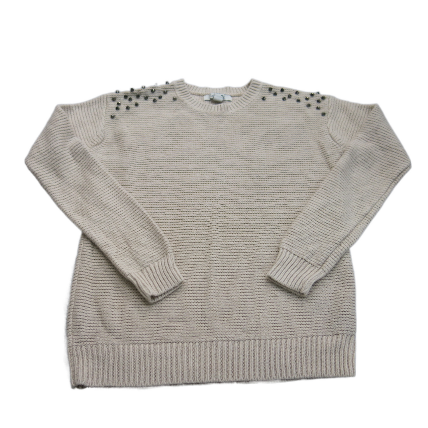 Forever 21 Womens Pullover Knitted Sweater Crew Neck Long Sleeve Beige SZ Small