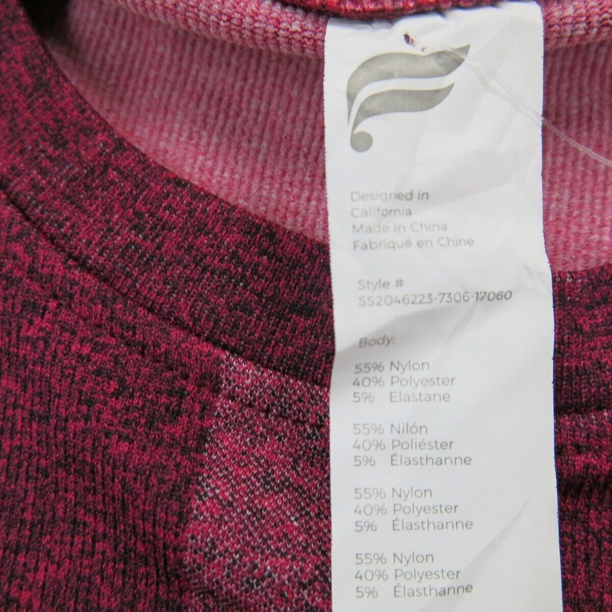 NWT Fabletics Womens Pullover Crop Sweater Crew Neck Half Sleeve Dark Pink XL