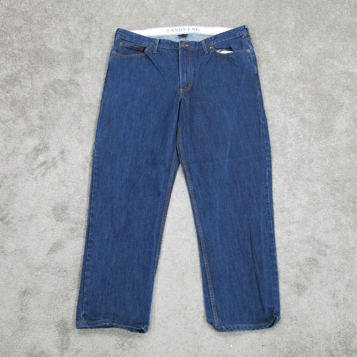 Lands Ends Mens Jeans Boyfriend Relaxed Fit Straight Leg Mid Rise Blue Size 40