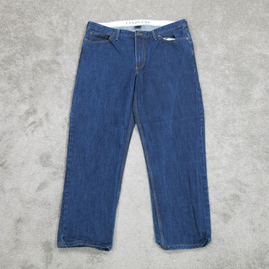 Lands Ends Mens Jeans Boyfriend Relaxed Fit Straight Leg Mid Rise Blue Size 40