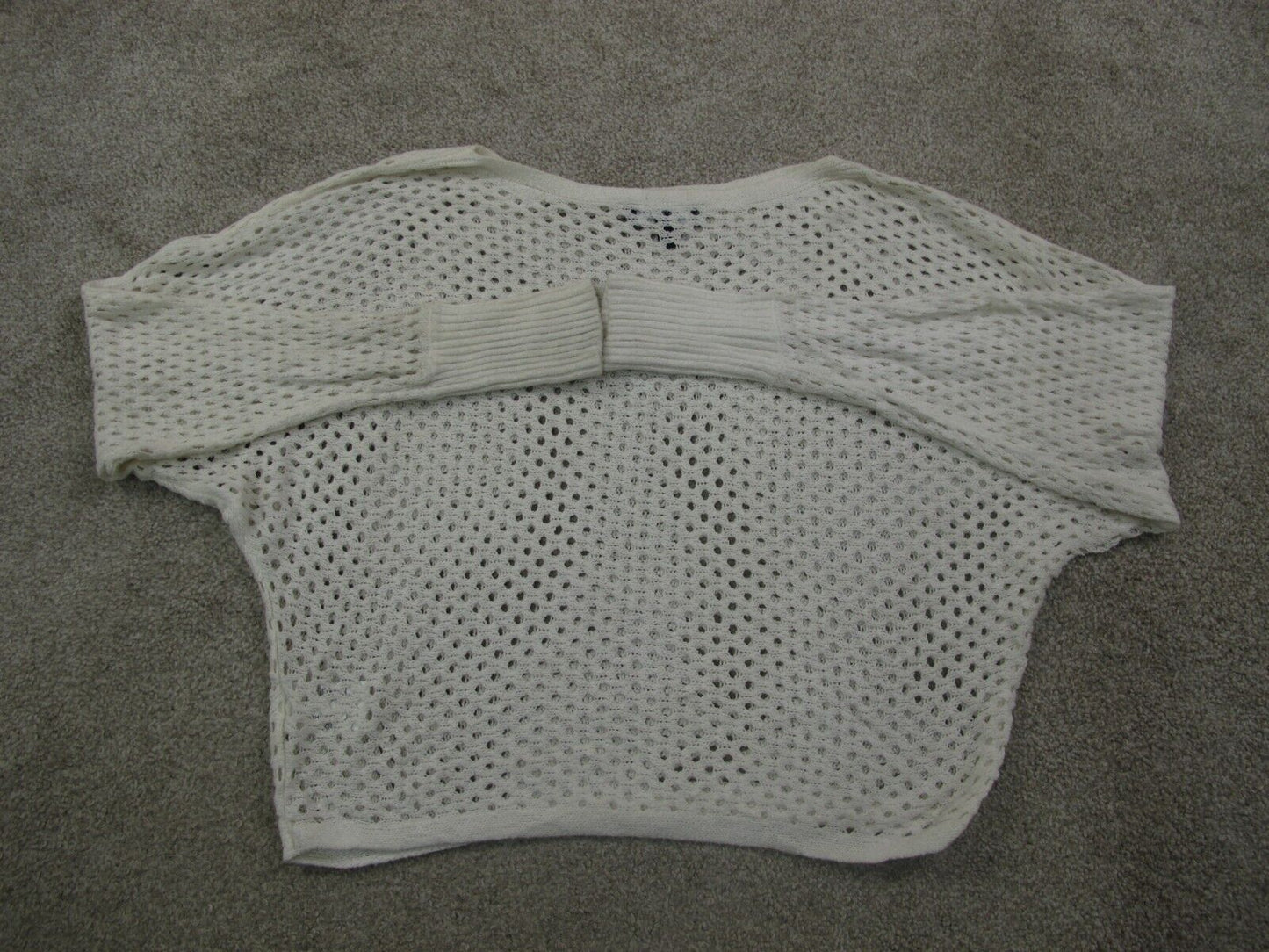 Express Women Pullover Sweater Crop Eyelet Knitted Long Sleeves White Size Small