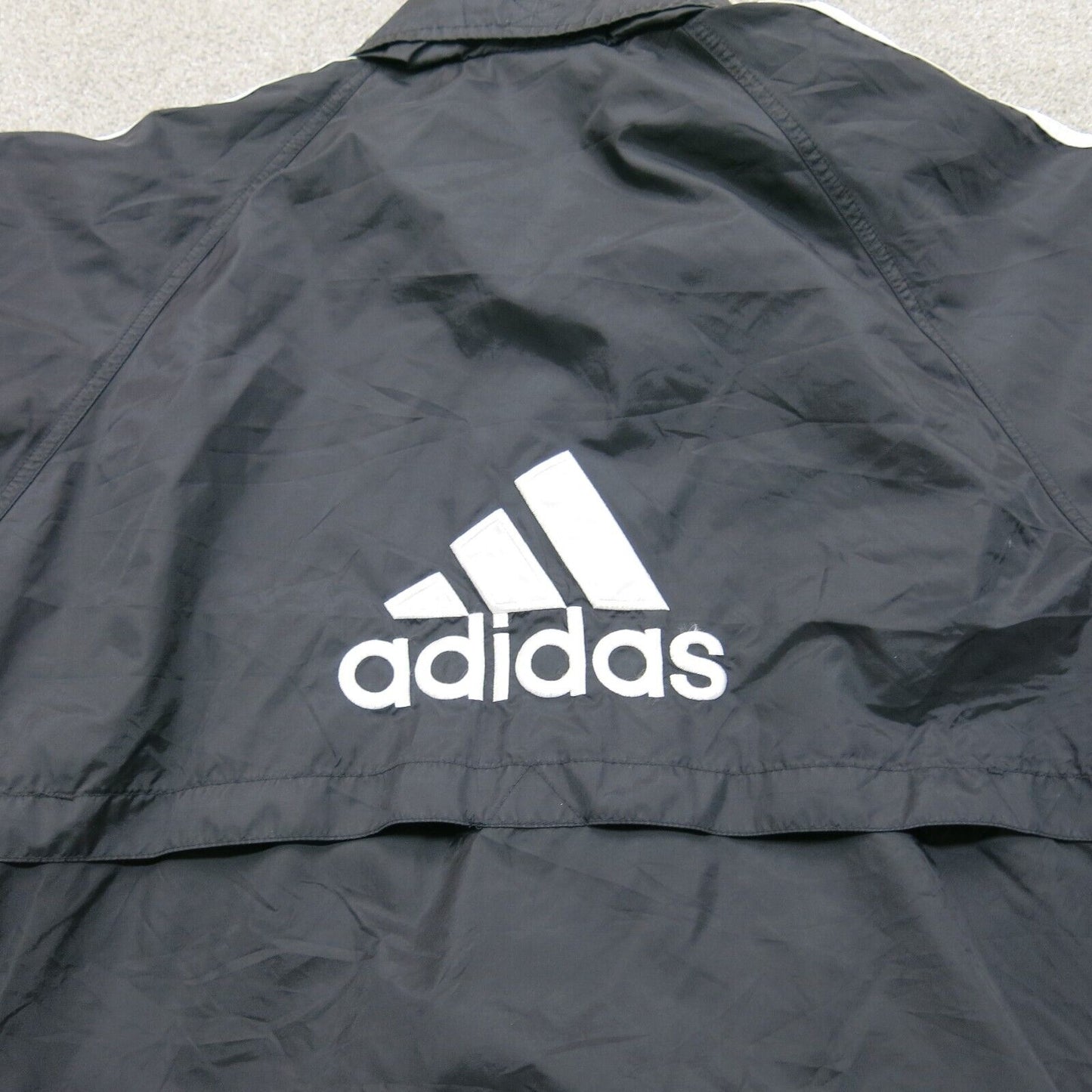 Adidas Mens Bomber Jacket Full Zip Mock Neck Long Sleeve 3 Striped Black Size M
