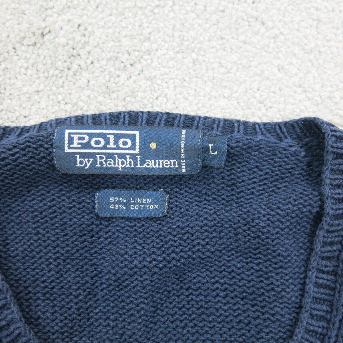 Polo Ralph Lauren Mens Pullover Sweater knitted Sleeveless V-Neck Blue Size L