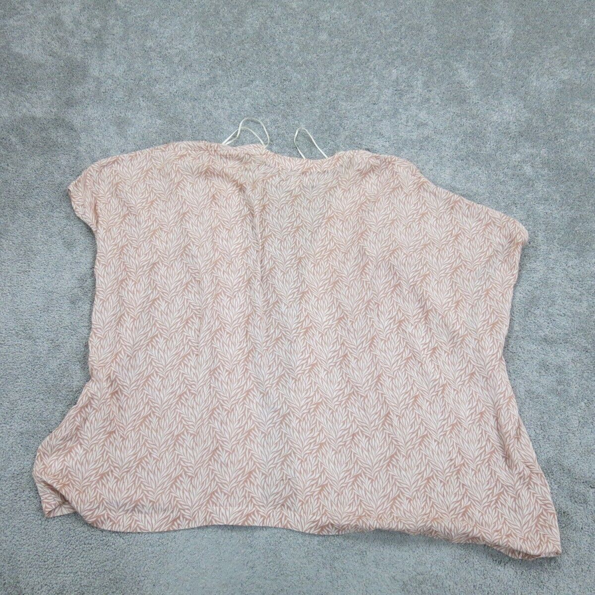 Loft Women Top Knit Cardigan Open Front Sleeveless Leaf Print White Brown SZ XS