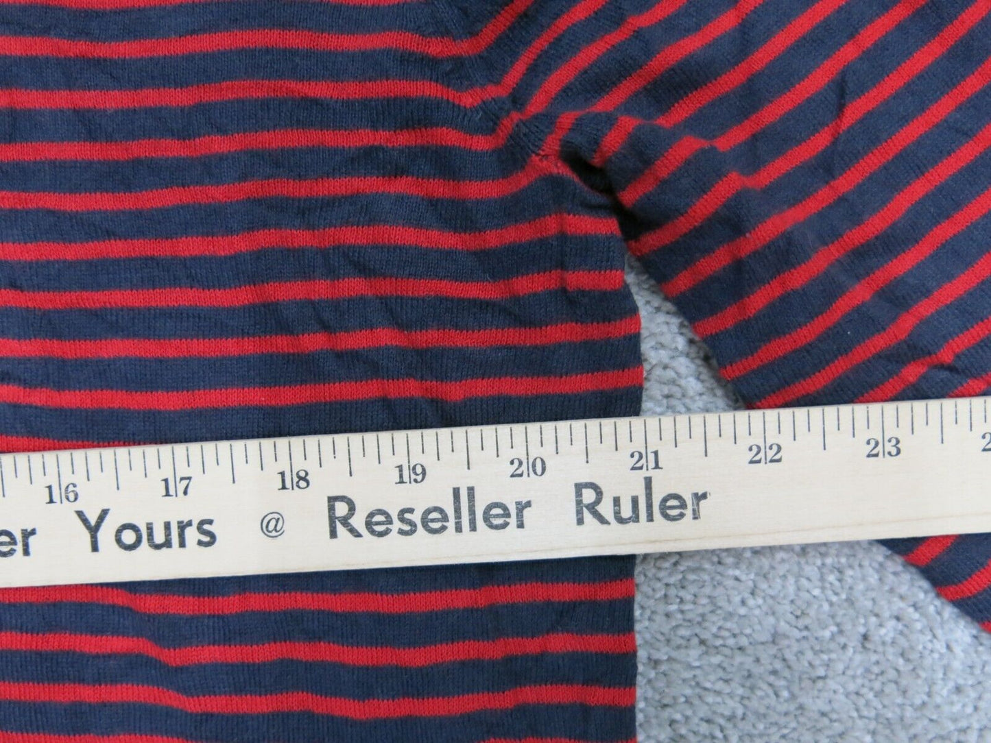 J.Crew Mens Sweater Crew Neck Striped  Pullover Long Sleeves Red Blue Size Large