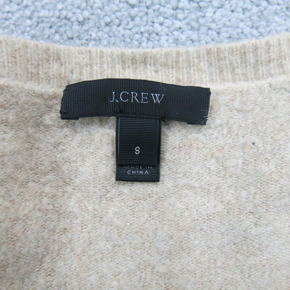 J. Crew Womens Pullover Sweater Knitted V Neck Long Sleeve Pockets Beige Size S