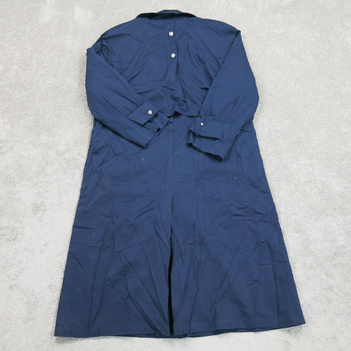 London Fog Womens Trench Coat Single Breasted Long Sleeves Back Slit Blue SZ 14