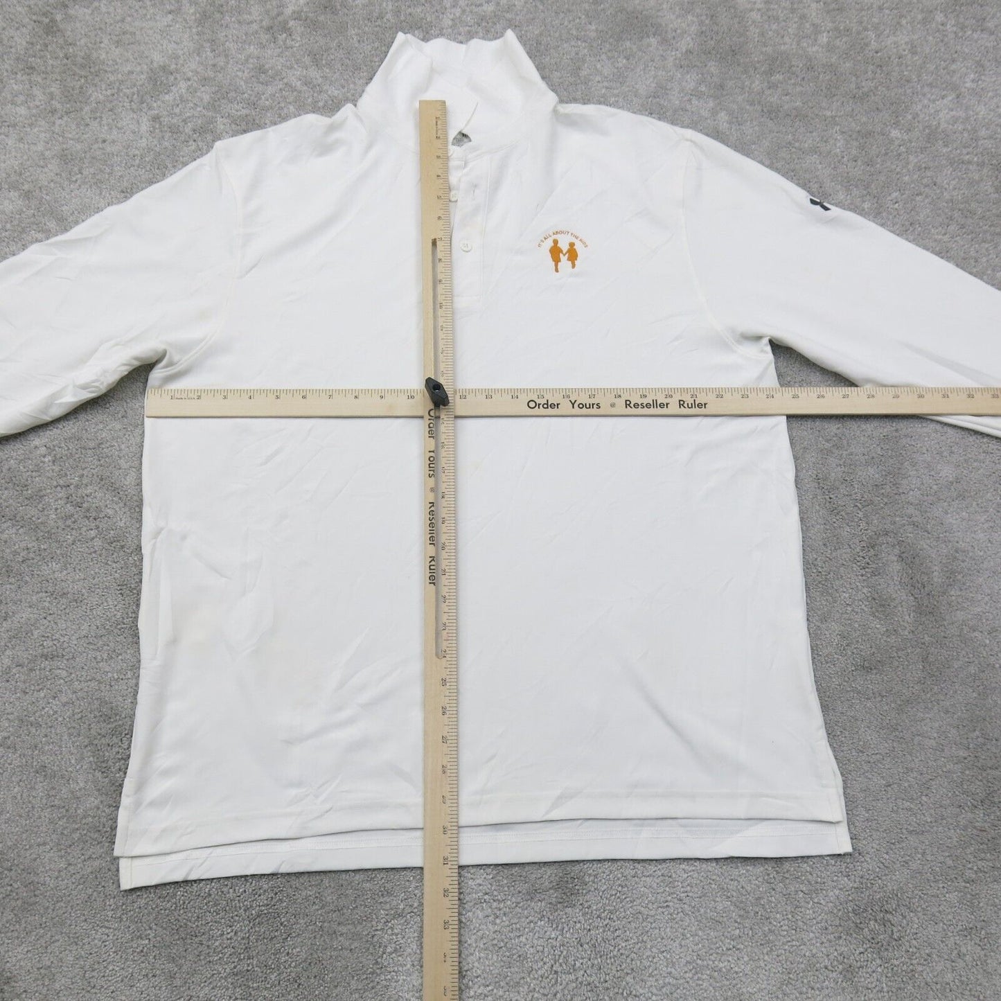 Under Armour Mens Polo Shirt Its All About Kids Loose Heatgear White Size XL