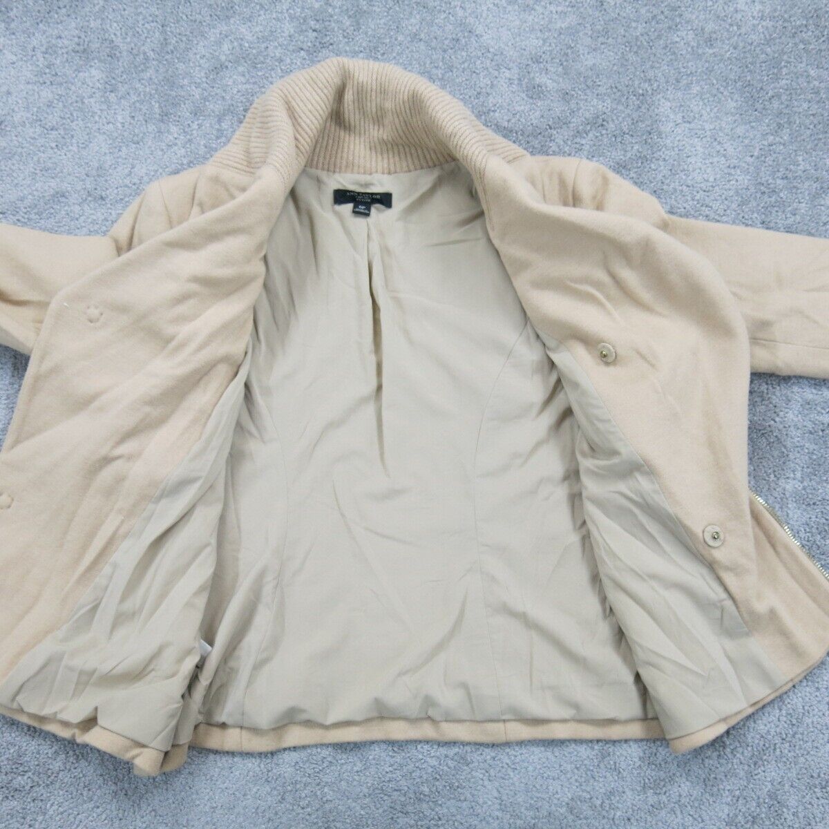 Ann Taylor Womens Blazer Coat Jackets Long Sleeves Full Zip Up Beige Size 6P