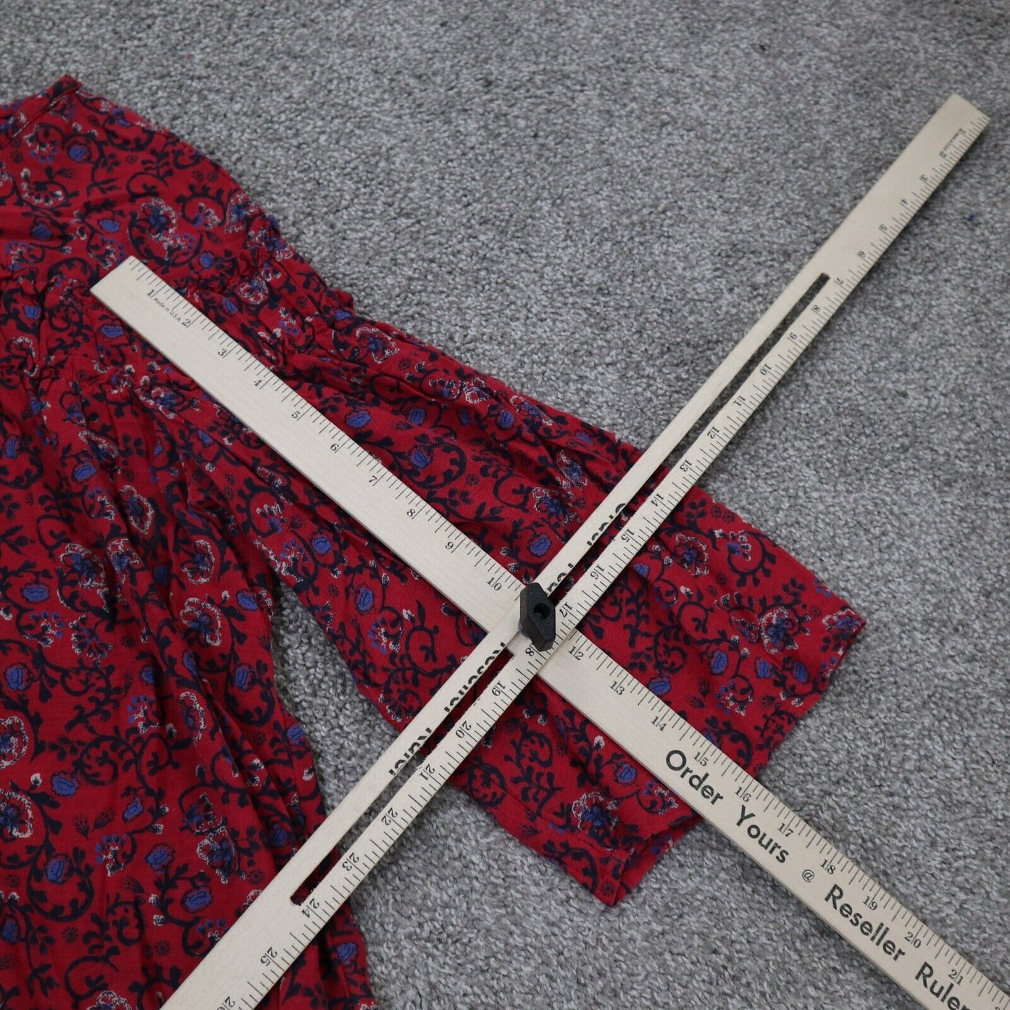 Gap Womens Floral Blouse Top Pullover Long Sleeves Crew Neck Red Size X Small