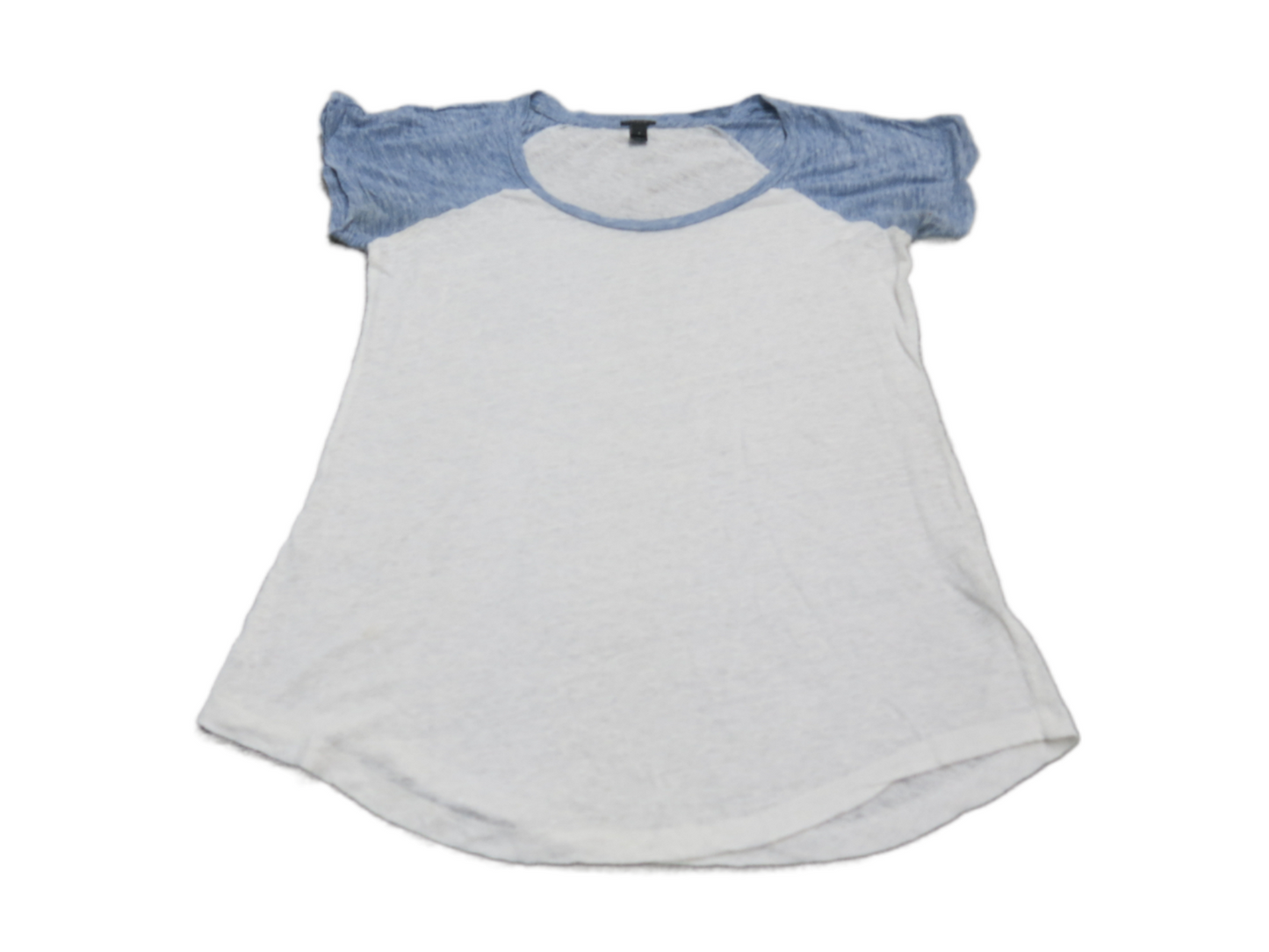 J. Crew Womens Knitted Tee Top Short Sleeves Round Neck White Blue Size Small