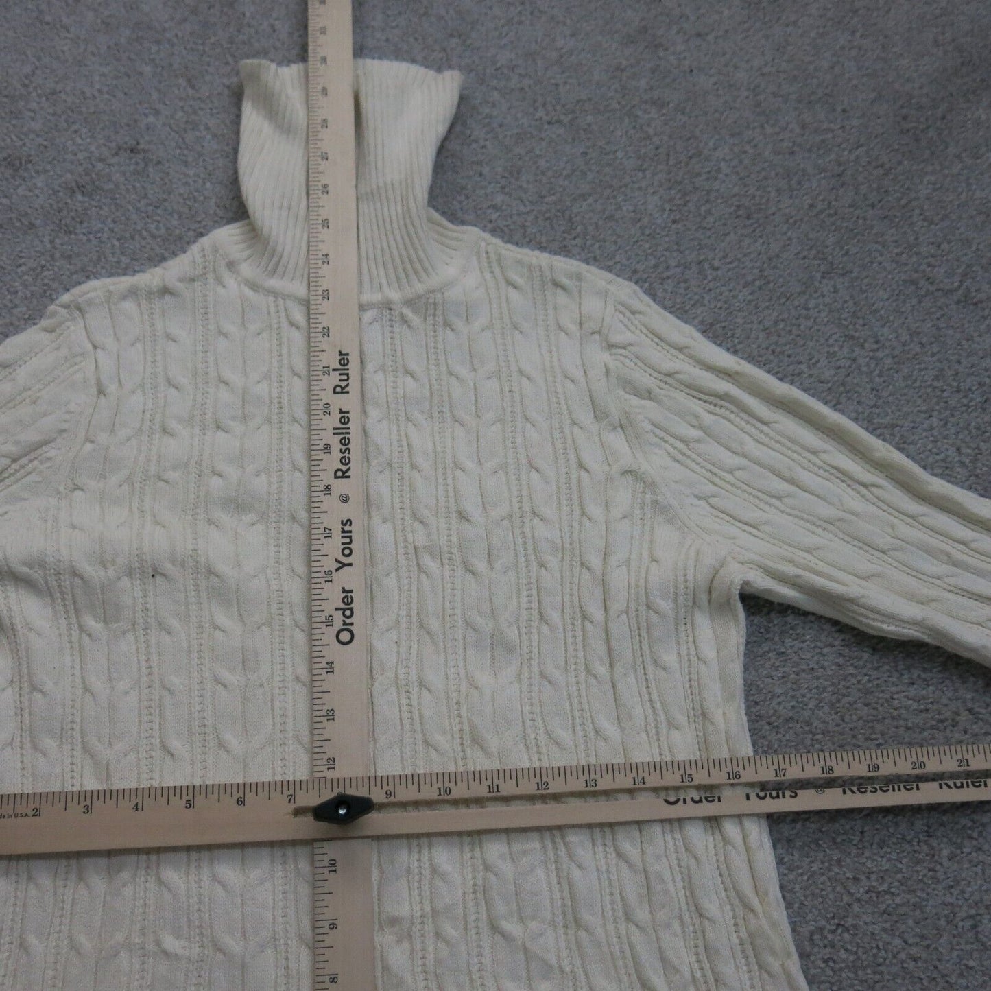 St Johns Bay Womens Pullover Sweater High Neck Long Sleeves Ivory Size Large