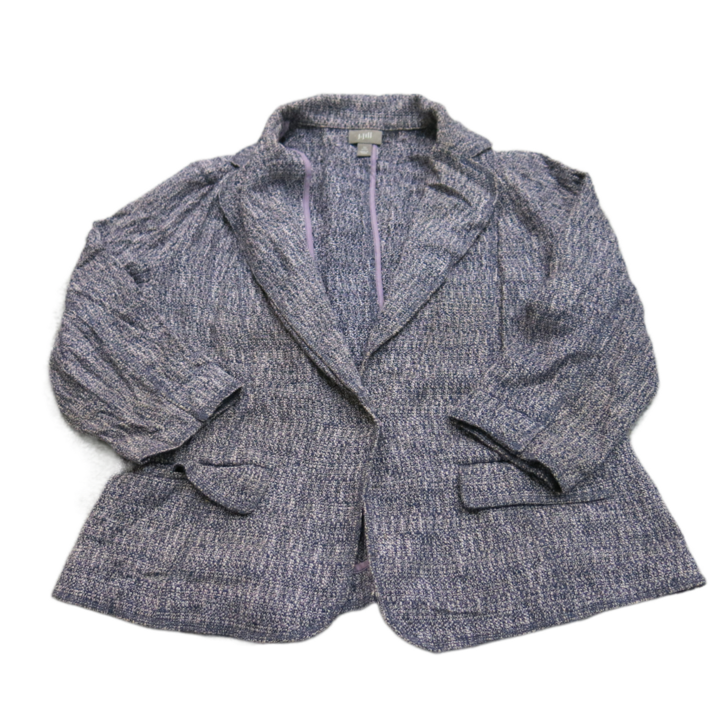J. Jill Womens Tweed Blazer Coat Single Breasted Long Sleeve Gray Purple Size 10